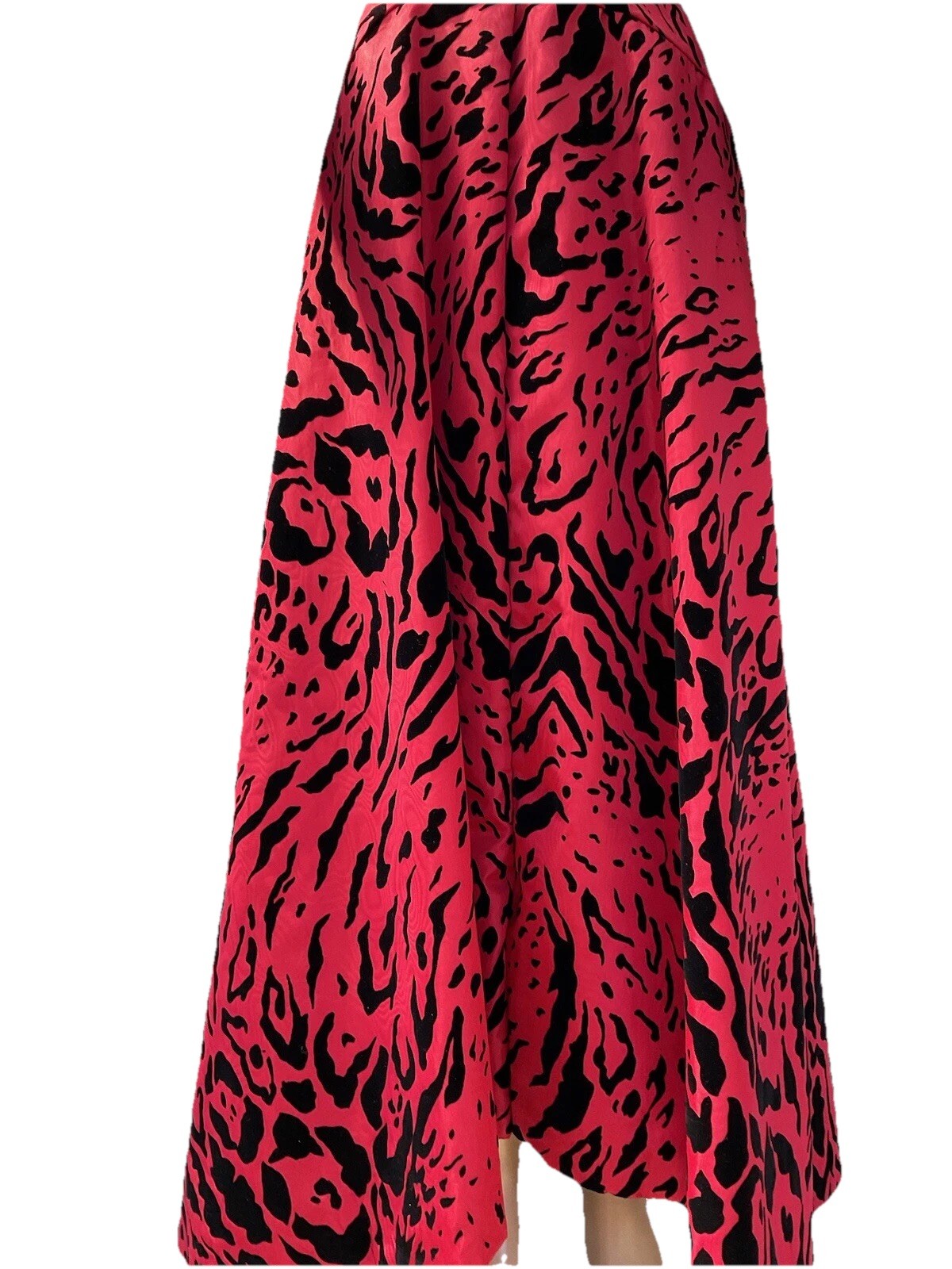 Vtg 80s Scaasi Arnold Isaacs Off The Shoulder Red Black Print Formal Fred