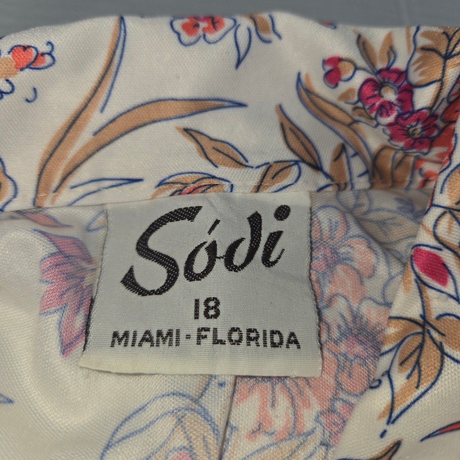 Sodi Floral Button Up Blouse Womens 18 Vintage 70s Retro Groovy Dagger Collar