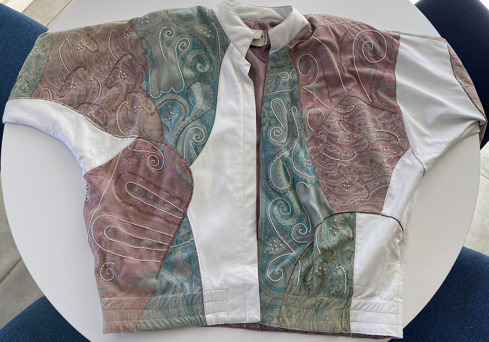 Vintage 80’s JUDITH ANN CREATIONS Leather Floral Bomber Jacket Women’s Size M