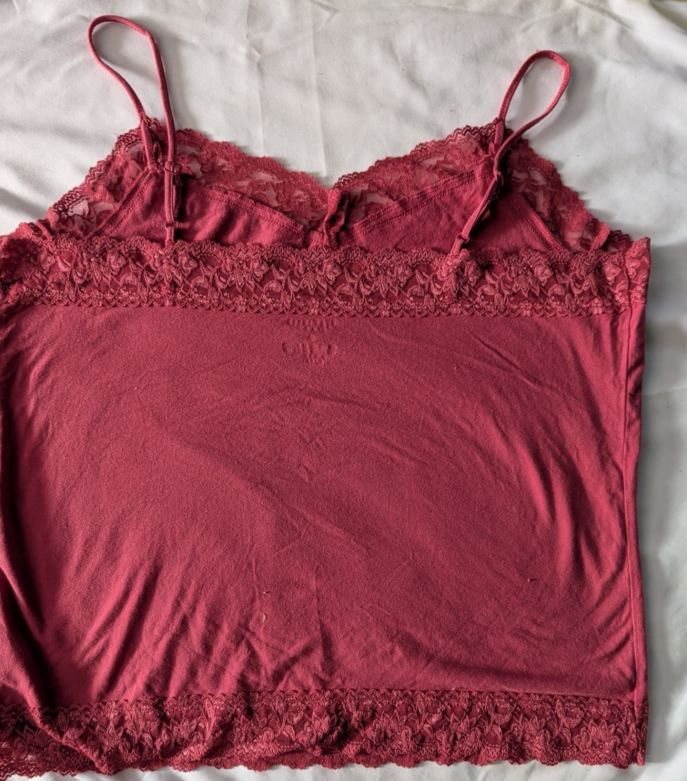VTG Cami Top Maroon XL Van Heusen VTG Lace Trim Y2K Babydol Fairy Coquette Strap