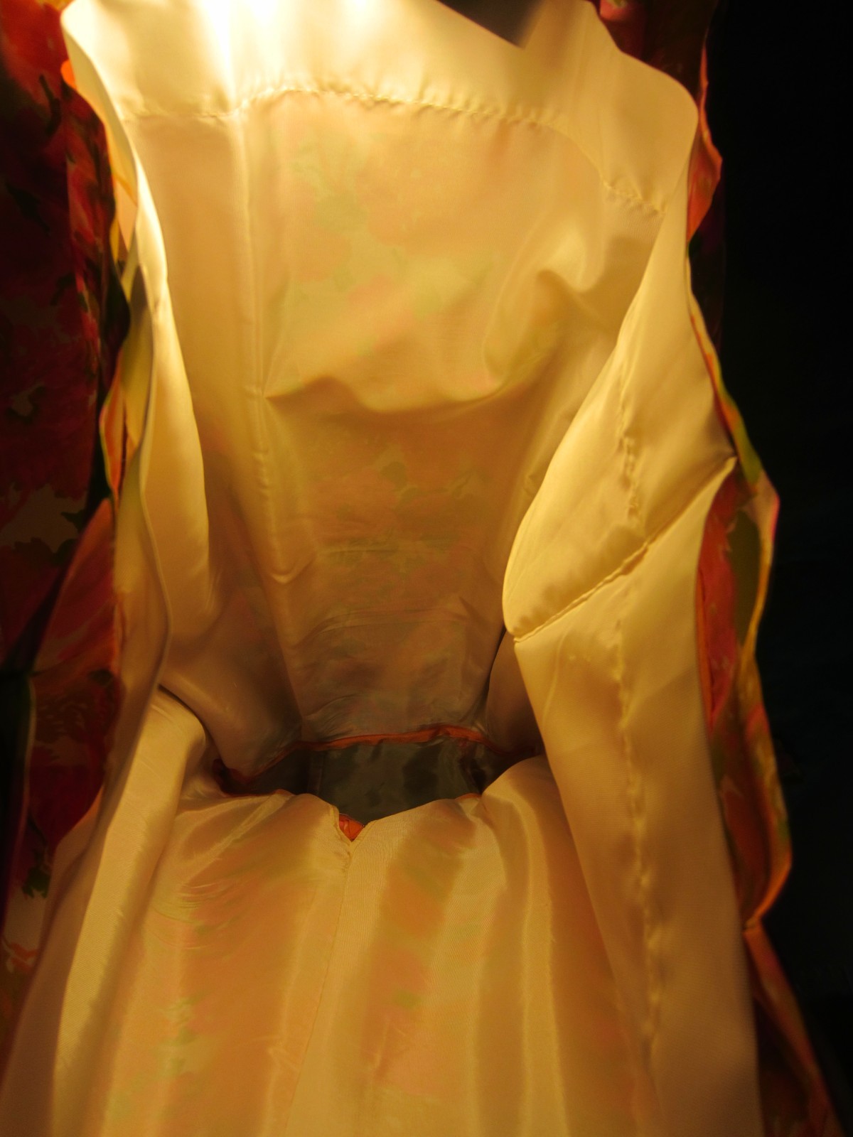 Vintage~Hand Sewn Silk Dress/Belt~60’s Era~Pink/Orange/Olive/Cream~Form Fitting