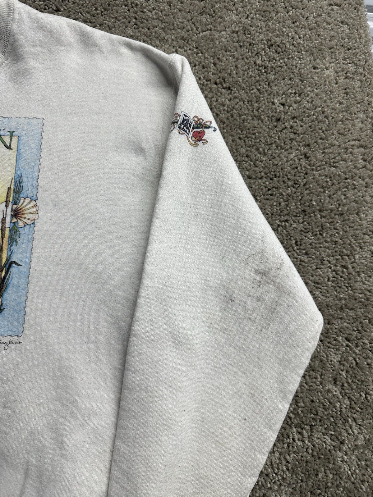 Vintage Jerzees Sweatshirt Womens Large White Mary Engelbreit Listen White XL