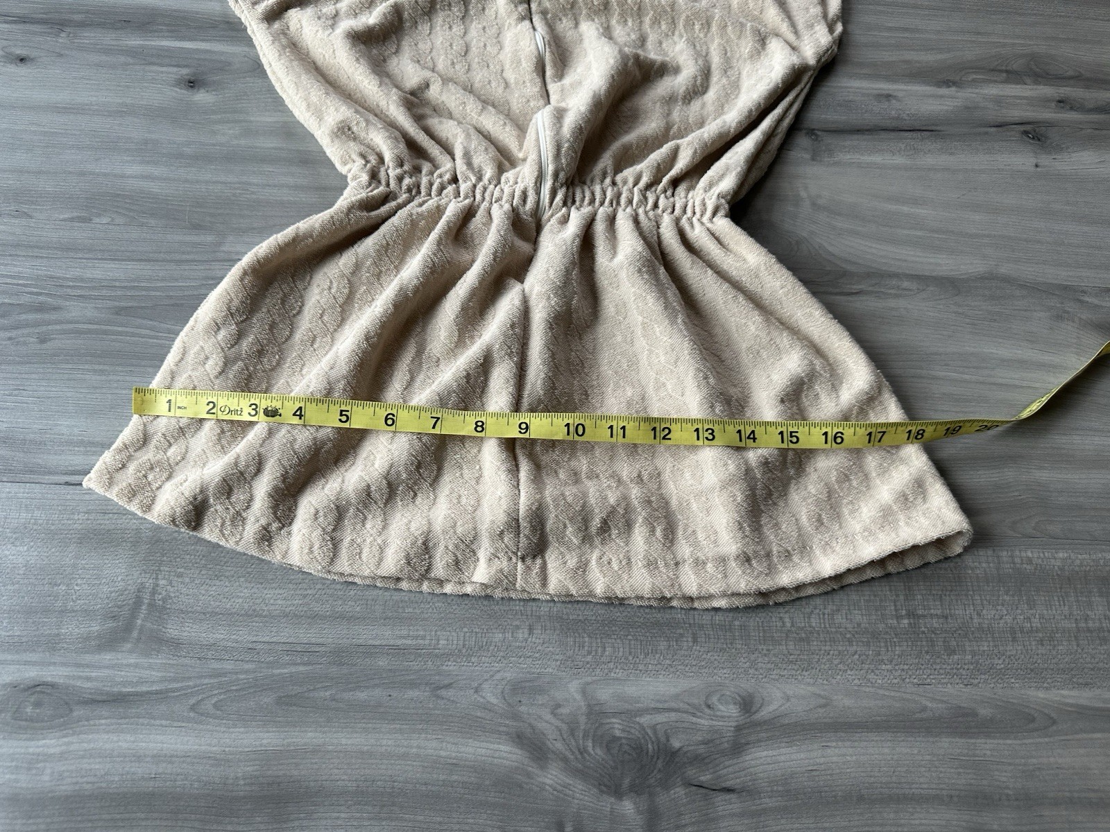 Vintage Hooded Swimsuit Cover Front Zip Beige Women’s Size M Cable Twist Pattern