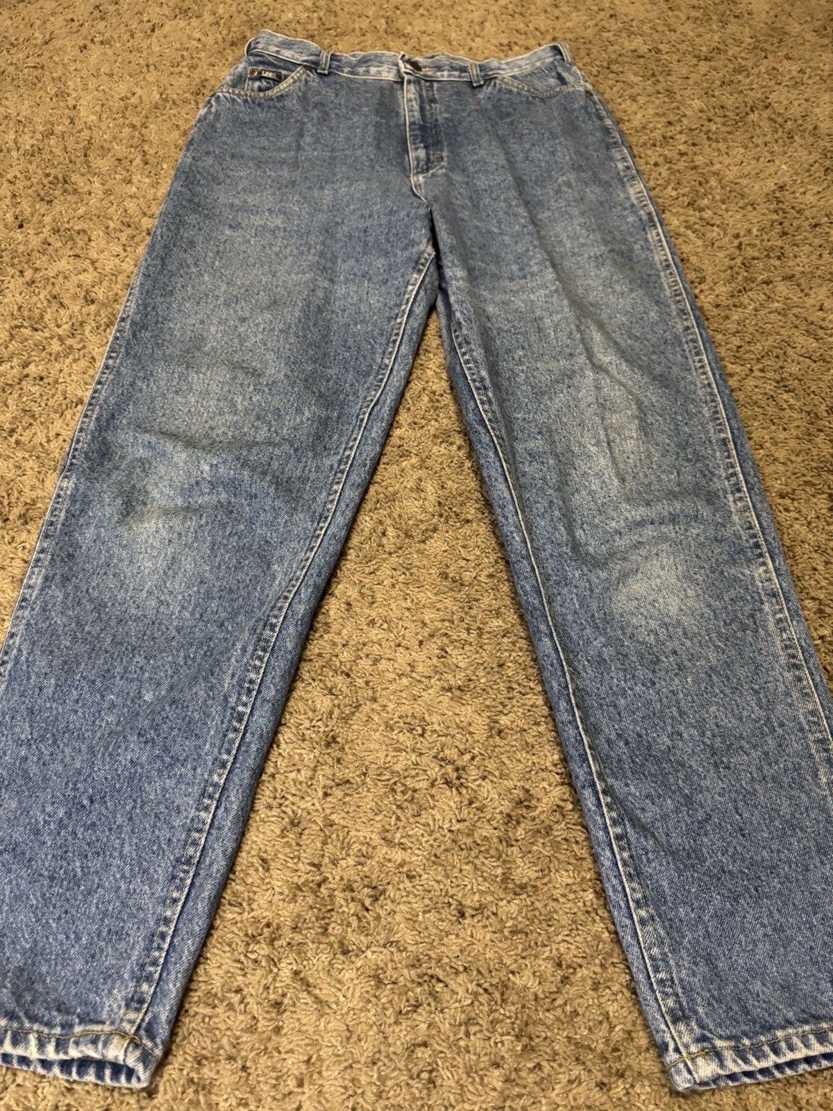 VINTAGE LEE Official Mom Jeans Light Acid Wash Pleated Lot Of 2 Sz 16M 32×29