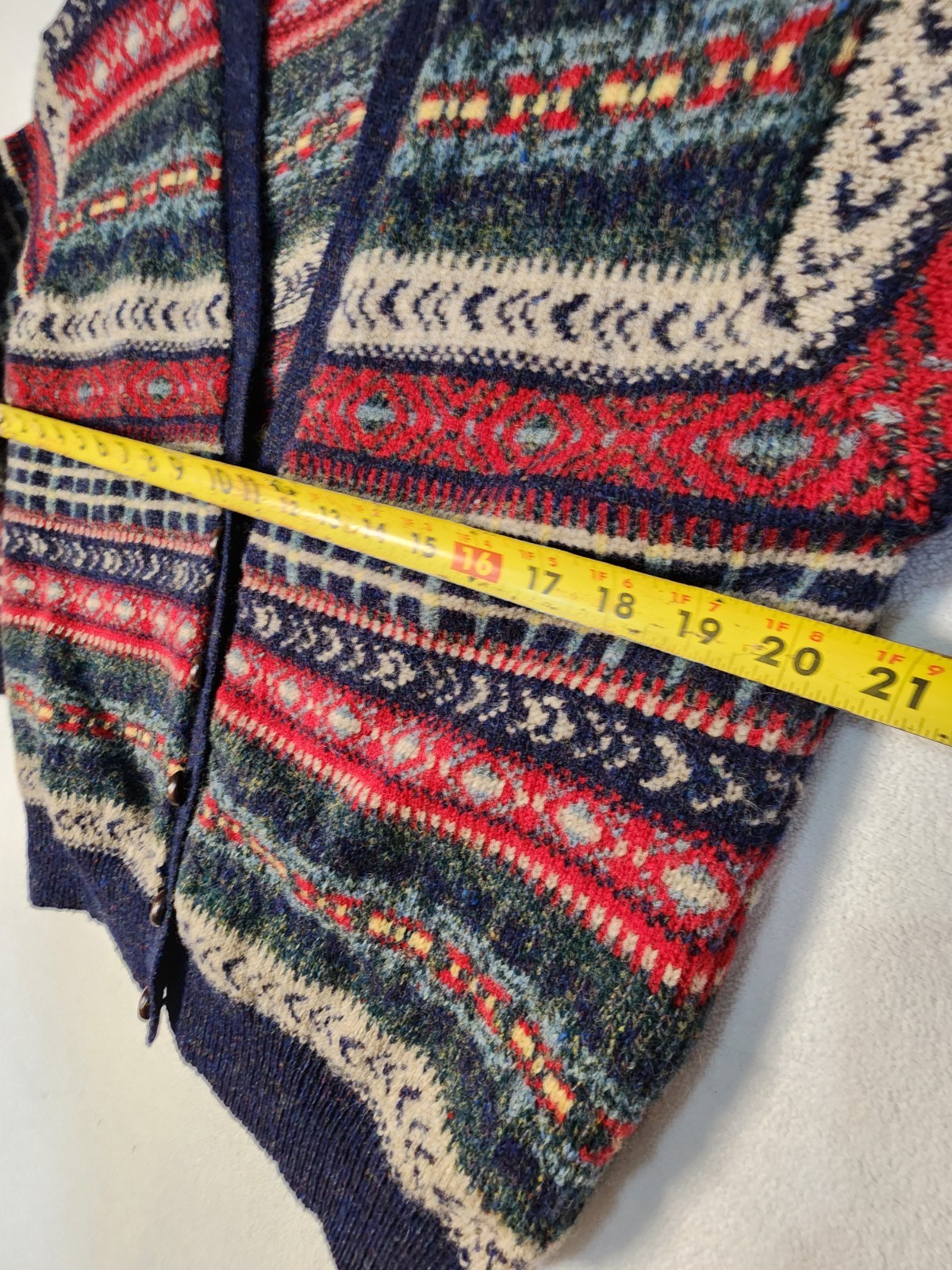 VTG Robert Scott Fair Isle 100% Wool Cardigan Sweater Boxy Grandpa Grannycore