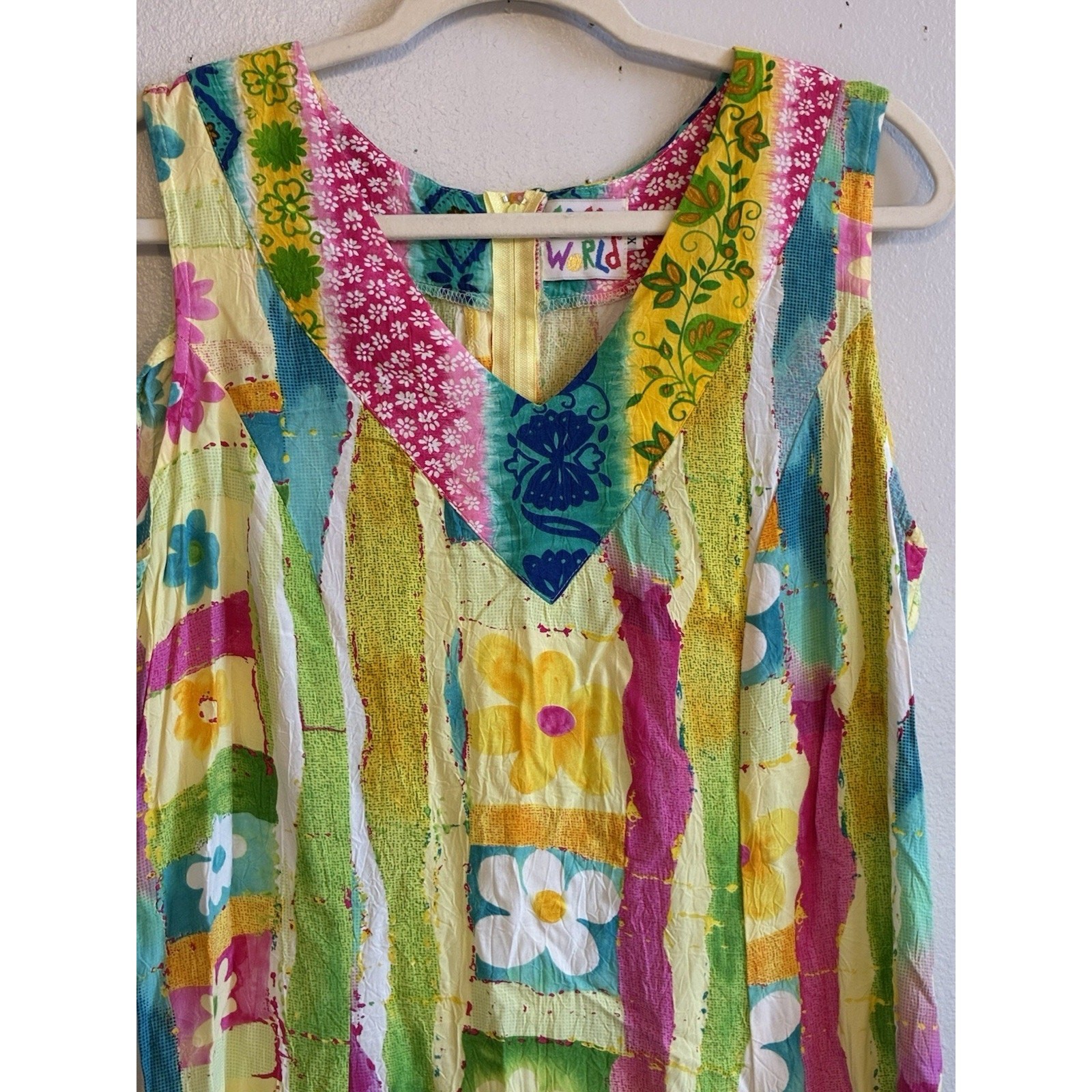 VTG Jams World Floral Dress XL Tropical Shift Relaxed Boho Casual Beach Resort