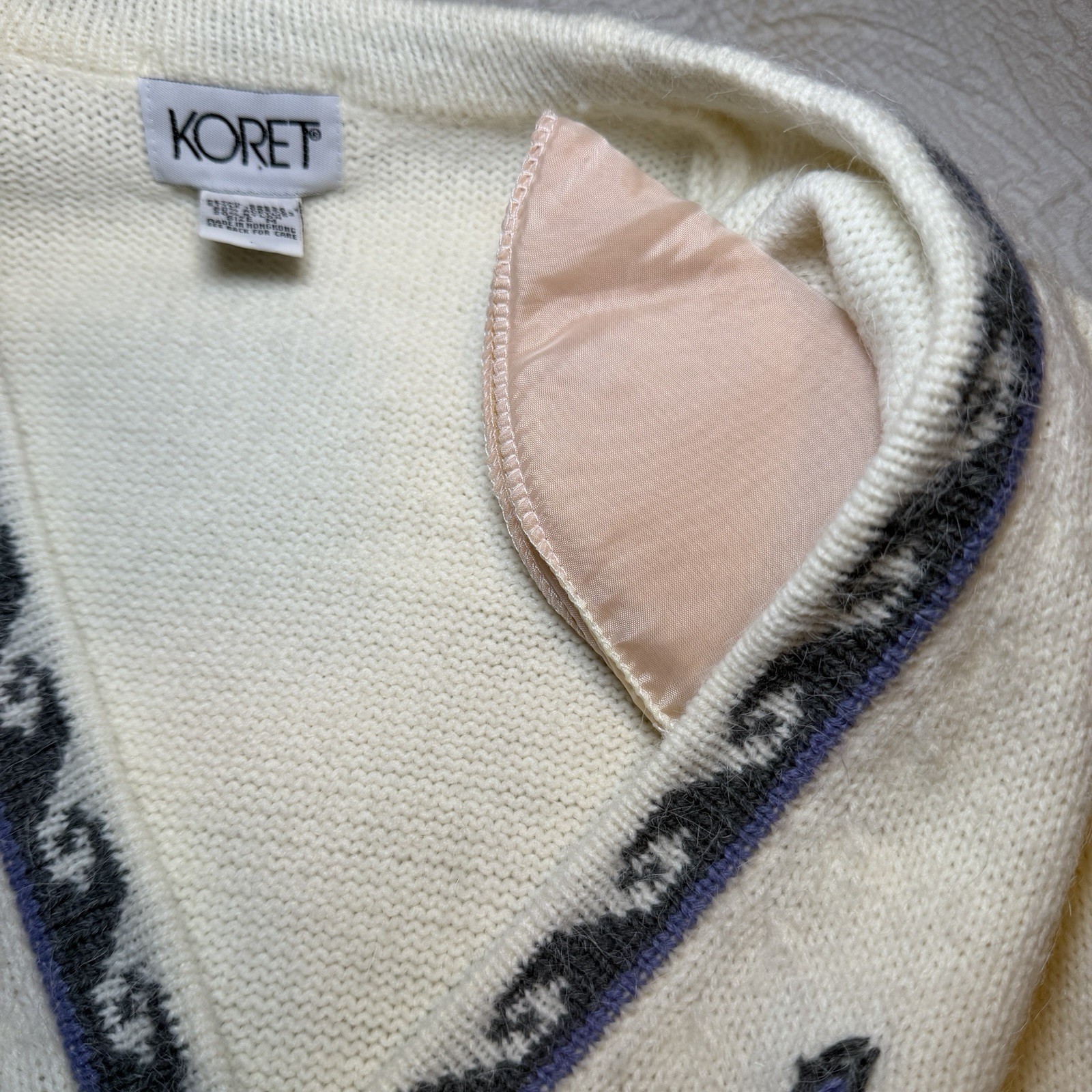 VTG Koret cardigan sweater with a floral and fair isle pattern with sz M