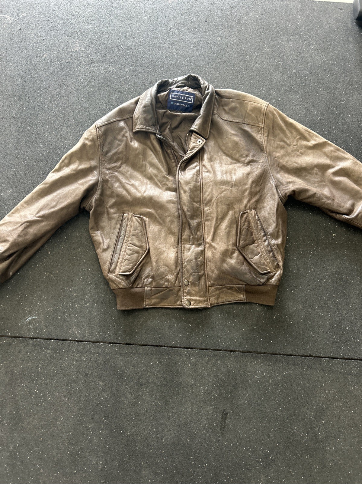 Savile Row Genuine Leather Bomber Jacket Brown Vintage Women’s Size XL.