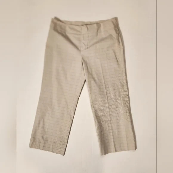 VTG Y2K Kenneth Cole New York Beige Cream Plaid Capris Cropped Pants Size 8 EUC