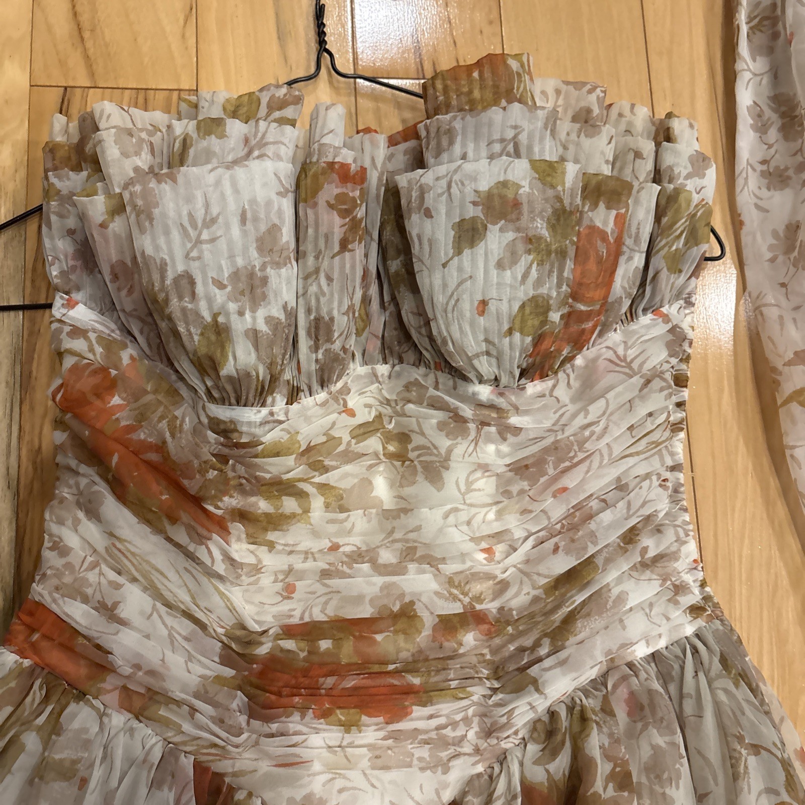 VTG Fred Perlberg Dance Originals 40’s STRAPLESS FLORAL Dress Gown 30” bust EUC