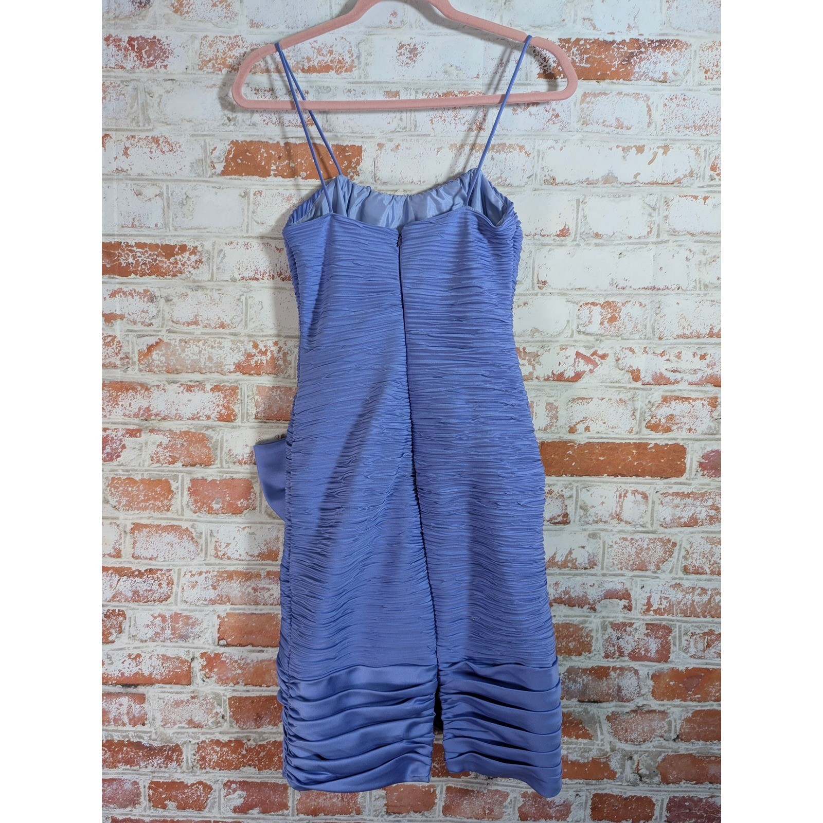 Samir Dress Womens 8 Blue Vintage 80s Rhinestone Bow Textured Mini Cocktail