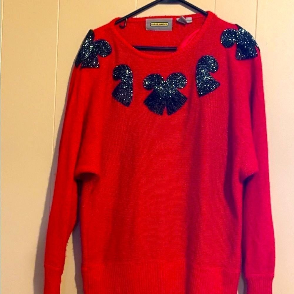 VTG ANGORA SILK WOOL Blend 24w Embellished Sweater DIANA MARCOS W Avant-Garde