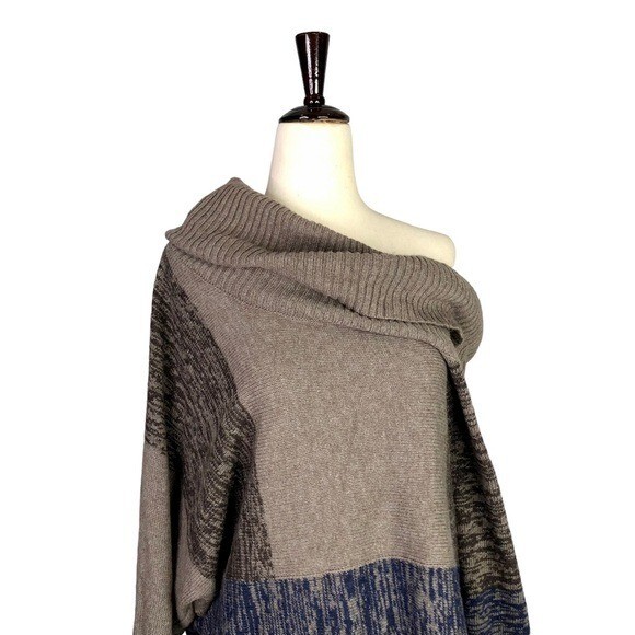 VINTAGE BCBGMaxAzria colorblock sweater dress batwing sleeves brown blue Med