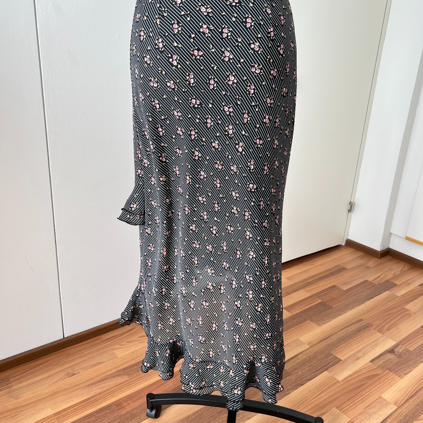 Y2K Floral Ruffle Hem Slip Dress Whimsygoth Asymmetrical Hem Romantic Grunge 38