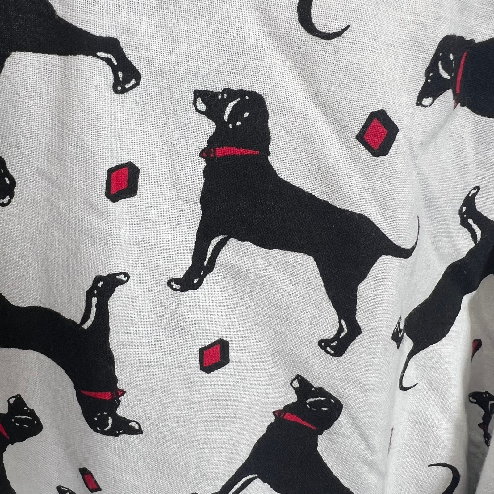 Vintage Embassy Dog Print Shirt Dress Women S White Black Labrador Cotton USA