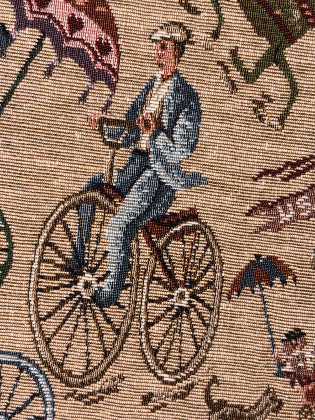 VTG Tapestry Full Zip Vest Victorian Novelty Italian Bicycle Ice Cream Size XL