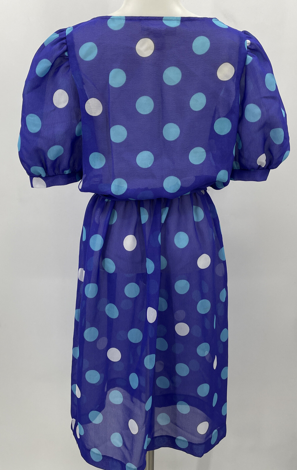 Vintage New Raves Dress Polka Dot Puff Sleeves Totally 80s Rad New Wave Purple