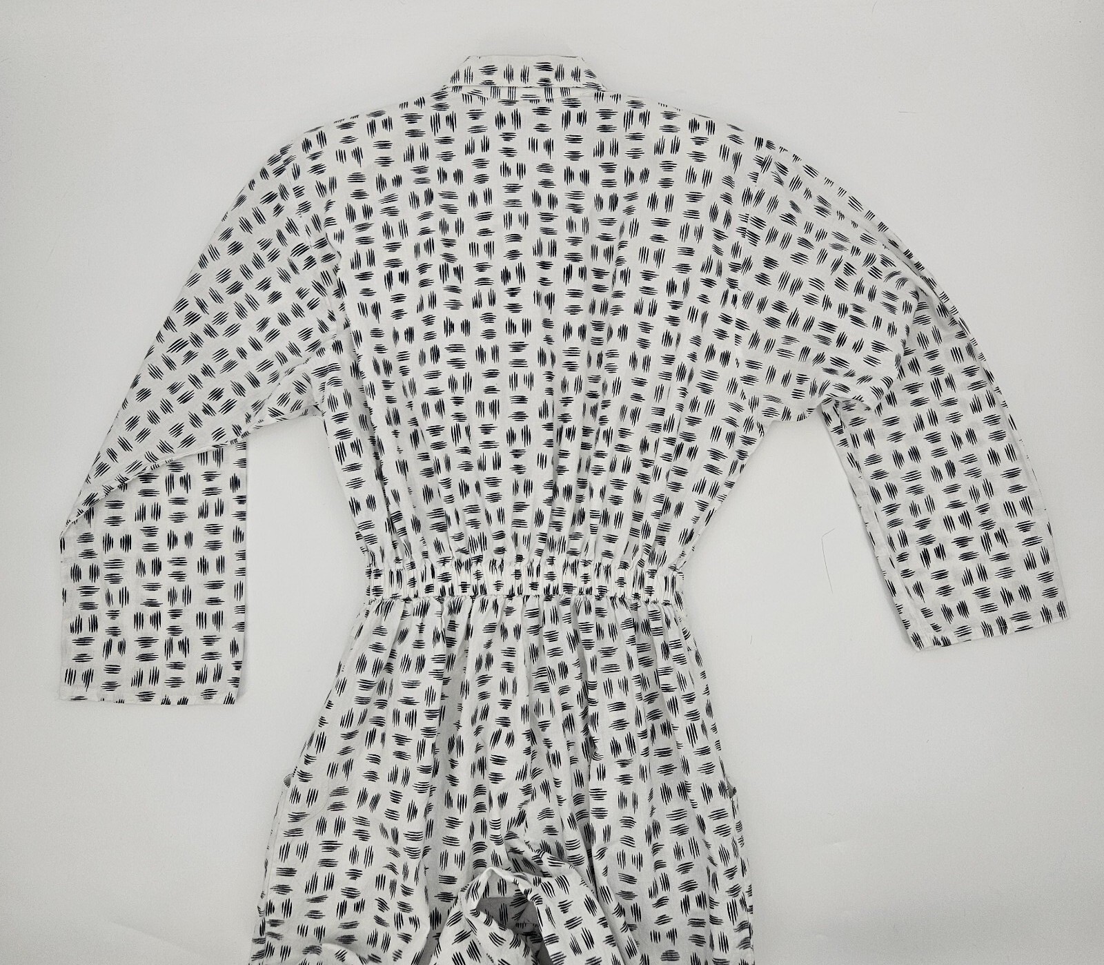 Vintage 80s FADS Cotton Jumpsuit Women’s size 9/10 White Print Shoulder Pads USA