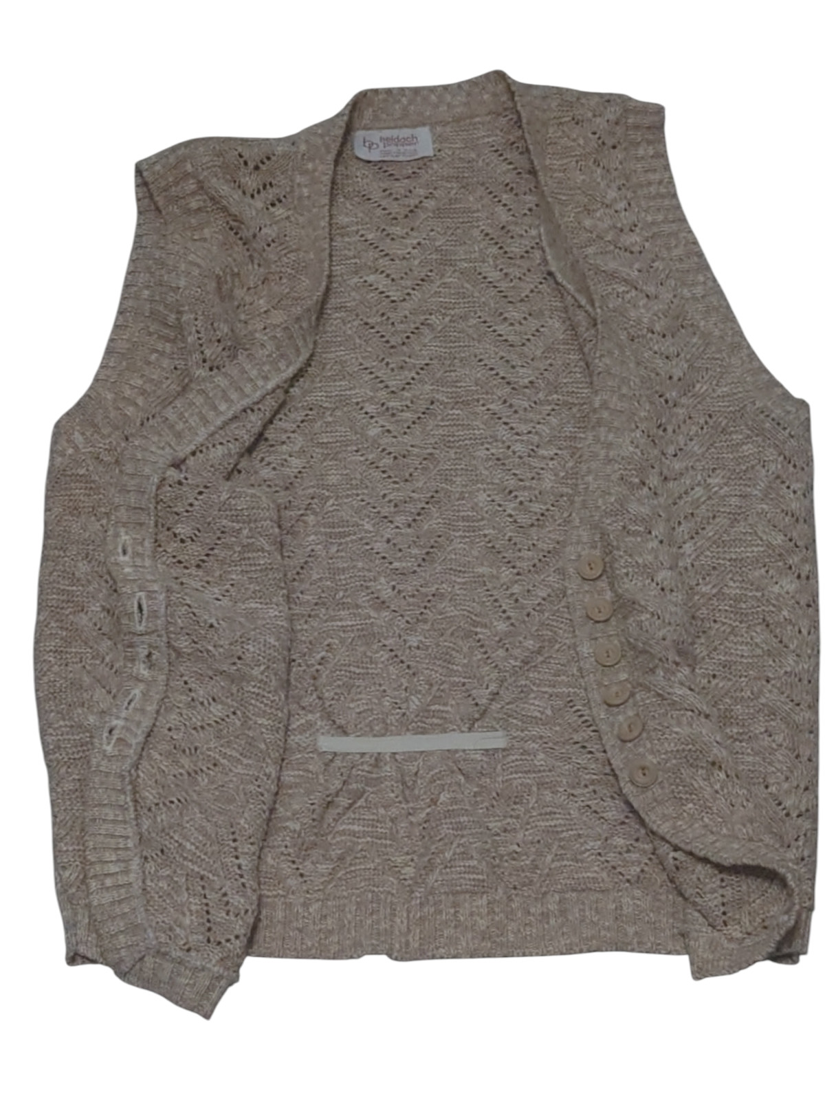 VTG Beldoch Popper Knit Vest Buttoned Down Cottagecore USA MADE Linen Cotton