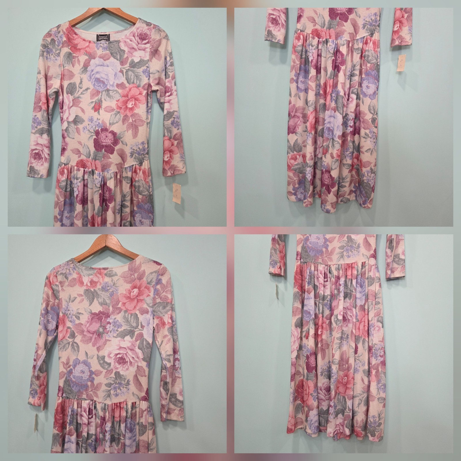 Vtg TIMELY TRENDS Cottagecore Tea Party Dress 80s Floral Festival Midi 9/10 NEW