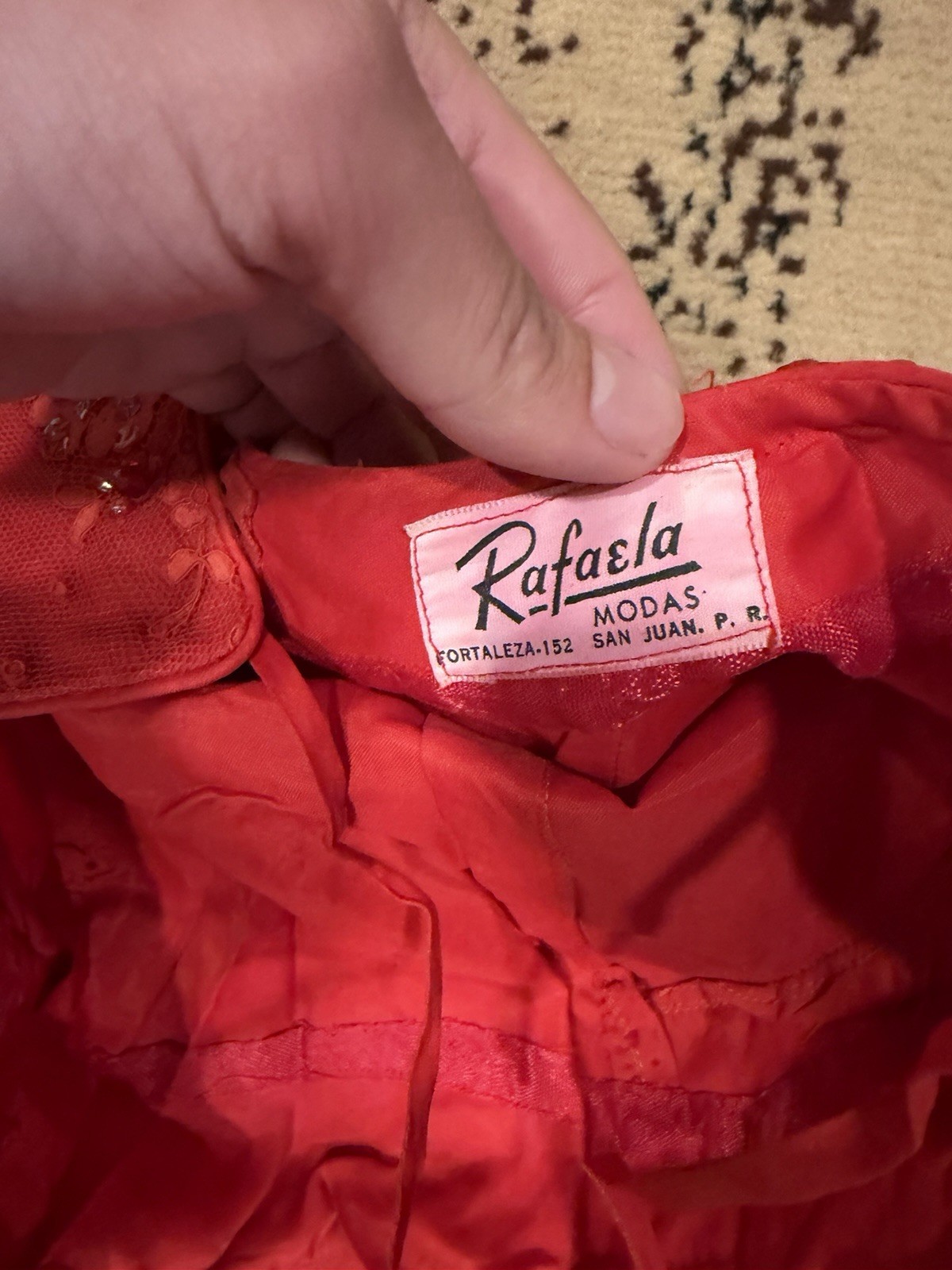 Vintage Mid century 1960s Red Sequin Ball Gown Size S Dress Prom 60s Rafaela USA