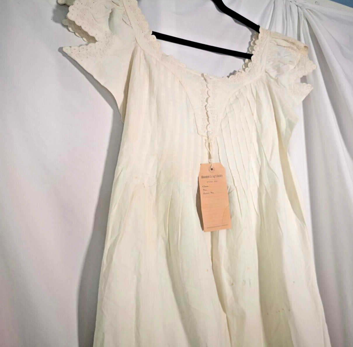 Vintage Antique 1920s 1910s Nightgown Cotton As-Is Embroidered County Fair