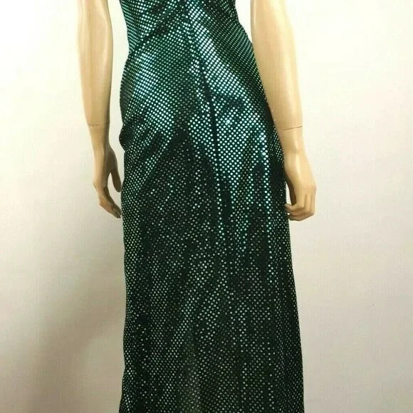 Vintage 90’s LA Glo Black Beaded Velour Formal Prom Dress Size 3/4