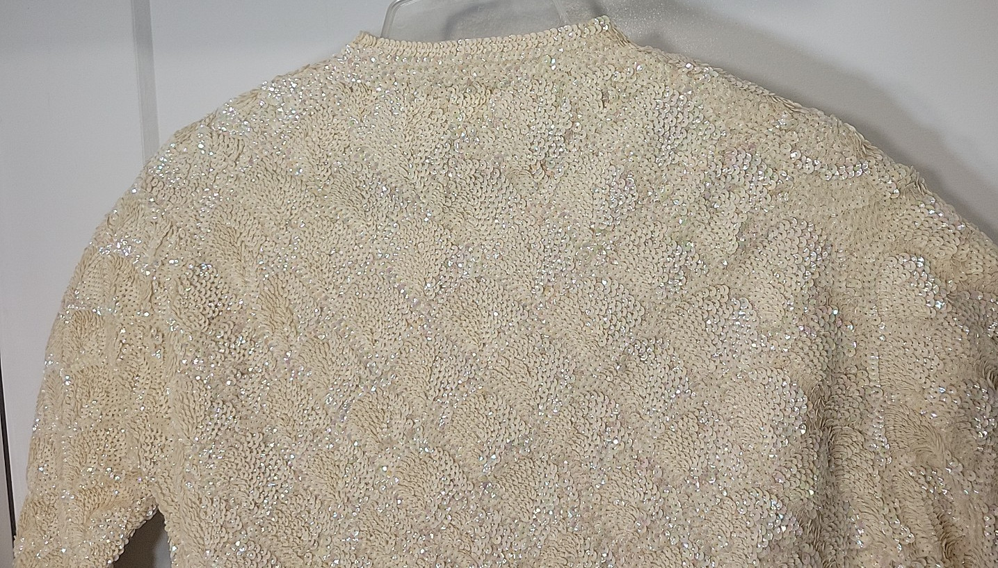 1960 Express Hong Kong Sequin Wool Cardigan Sweater Empress Hong Kong Rare VTG