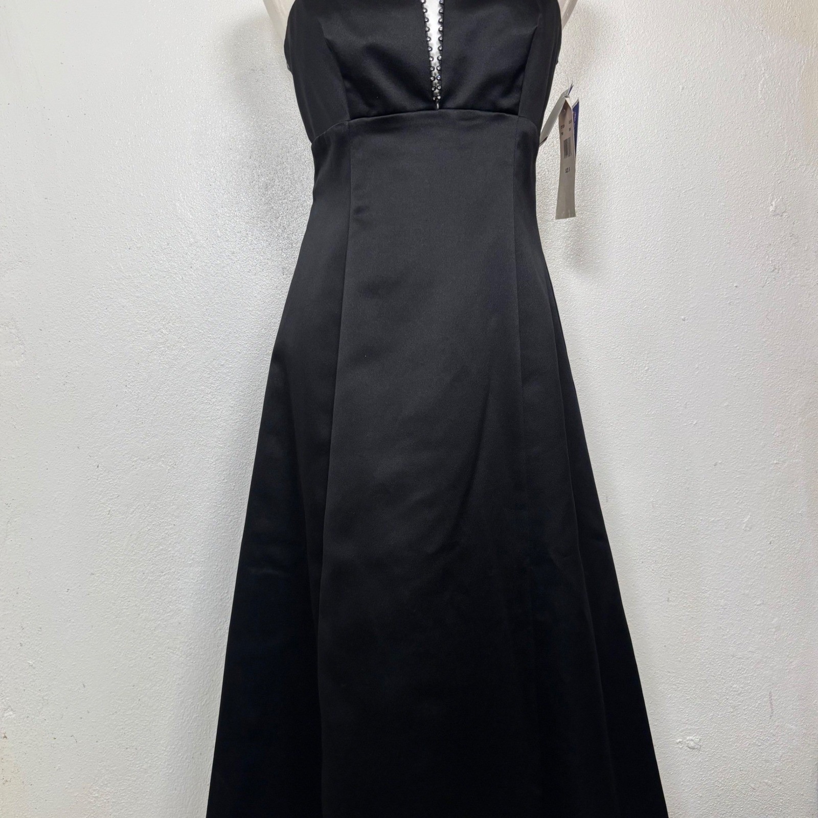 vintage 90s betsy & adam by jaslene elegant black white rhinestone dress NWT y2k