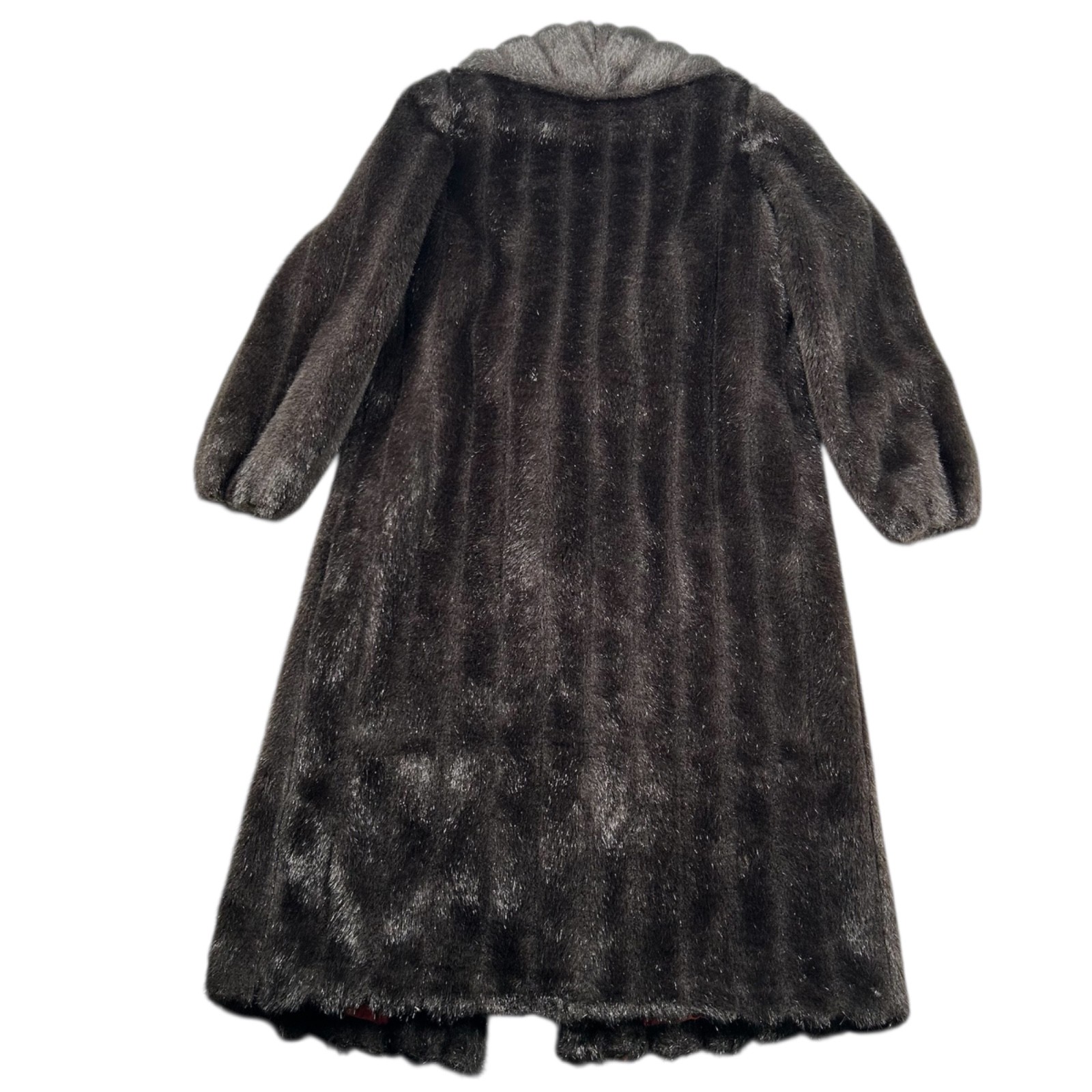 Vintage Monterey Fashions Faux Fur Coat Womens 14 Brown Mink Full Length USA