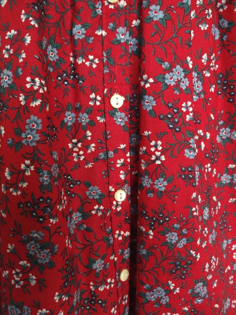 VINTAGE GUNNE SAX BY JESSICA RED CALICO PRINT LACE VOILE TRIM PRAIRIE DRESS S-M