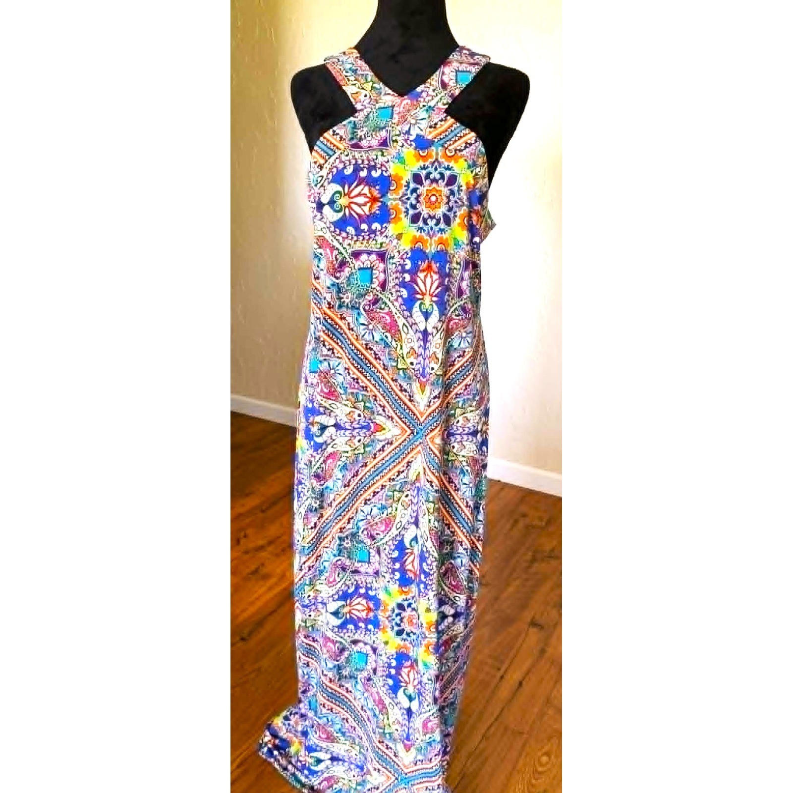 Cupio BoHo Vacation Retro Look Halter Maxi Dress**Missing Size Label