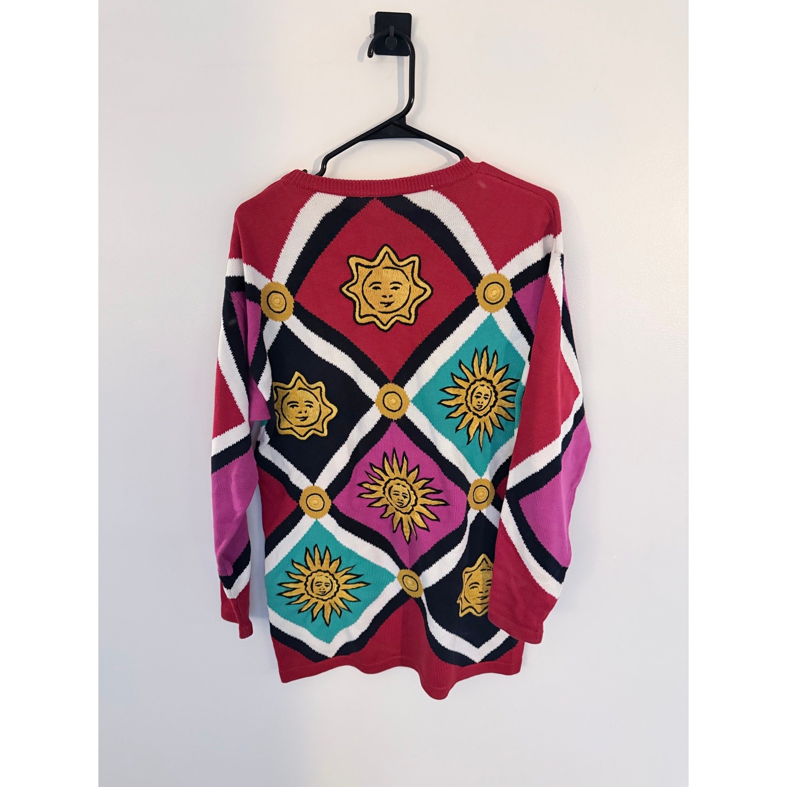 Vintage Carlisle Sport 90s Celestial Sun Embroidered KnitCrewneck Sweater-Size M