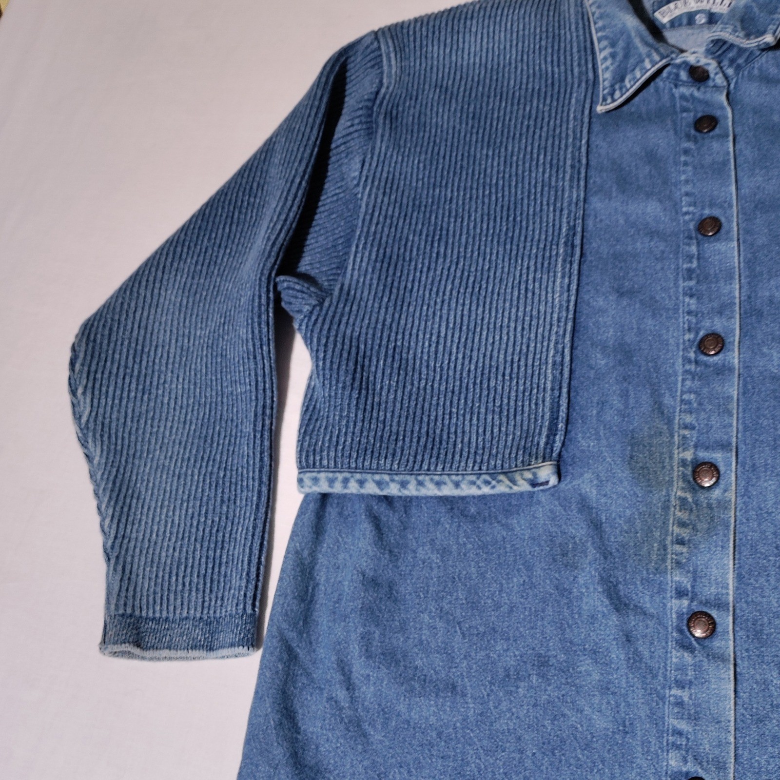 Blue Willis Denim Skirt Set Women Vintage 90s Shirt Sz S, Skirt Sz M, – stained