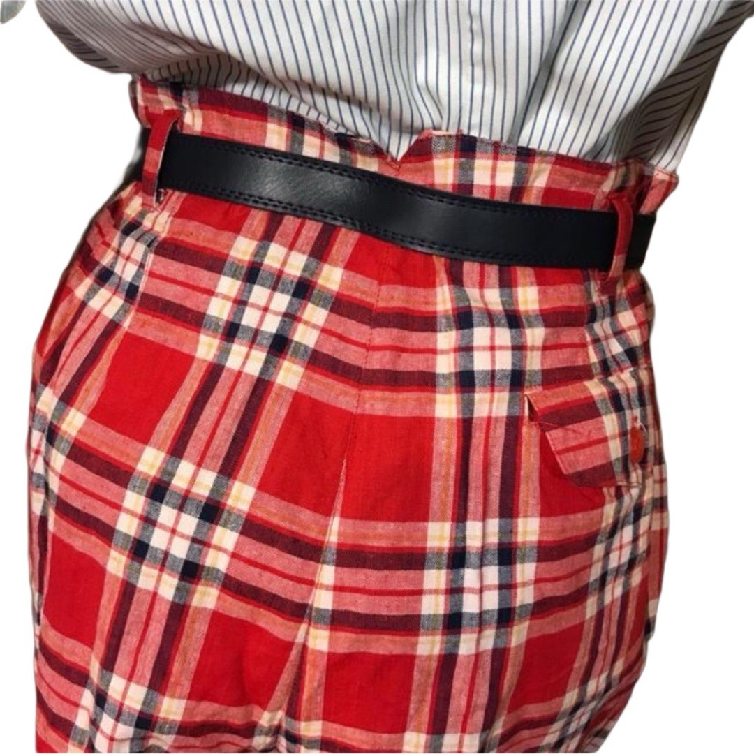 VINTAGE 1990’s DEADSTOCK JJ FARGO RED PLAID PLEATED SHORTS & BELT SIZE 11/12 NWT