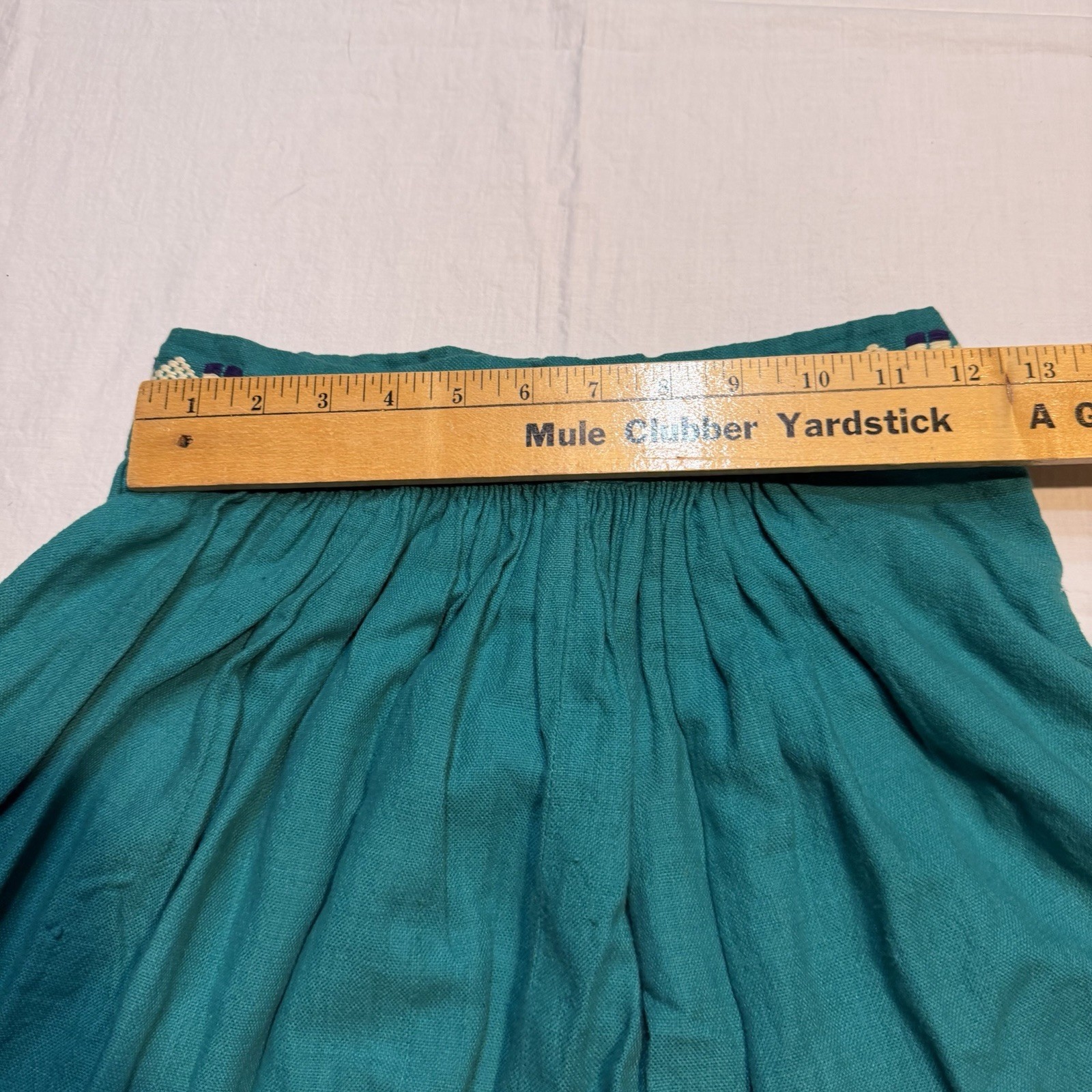 Guatemalan Handmade Woven Traditional Dirndl Skirt Size XS Green Red White Bird