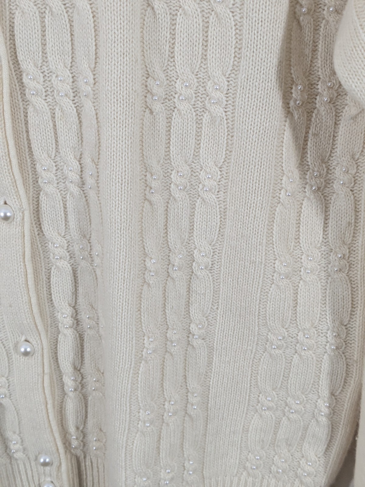 Vintage 80s Lambswool Angora Wool Ivory Cardigan Pearl Buttons Dainty Feminine
