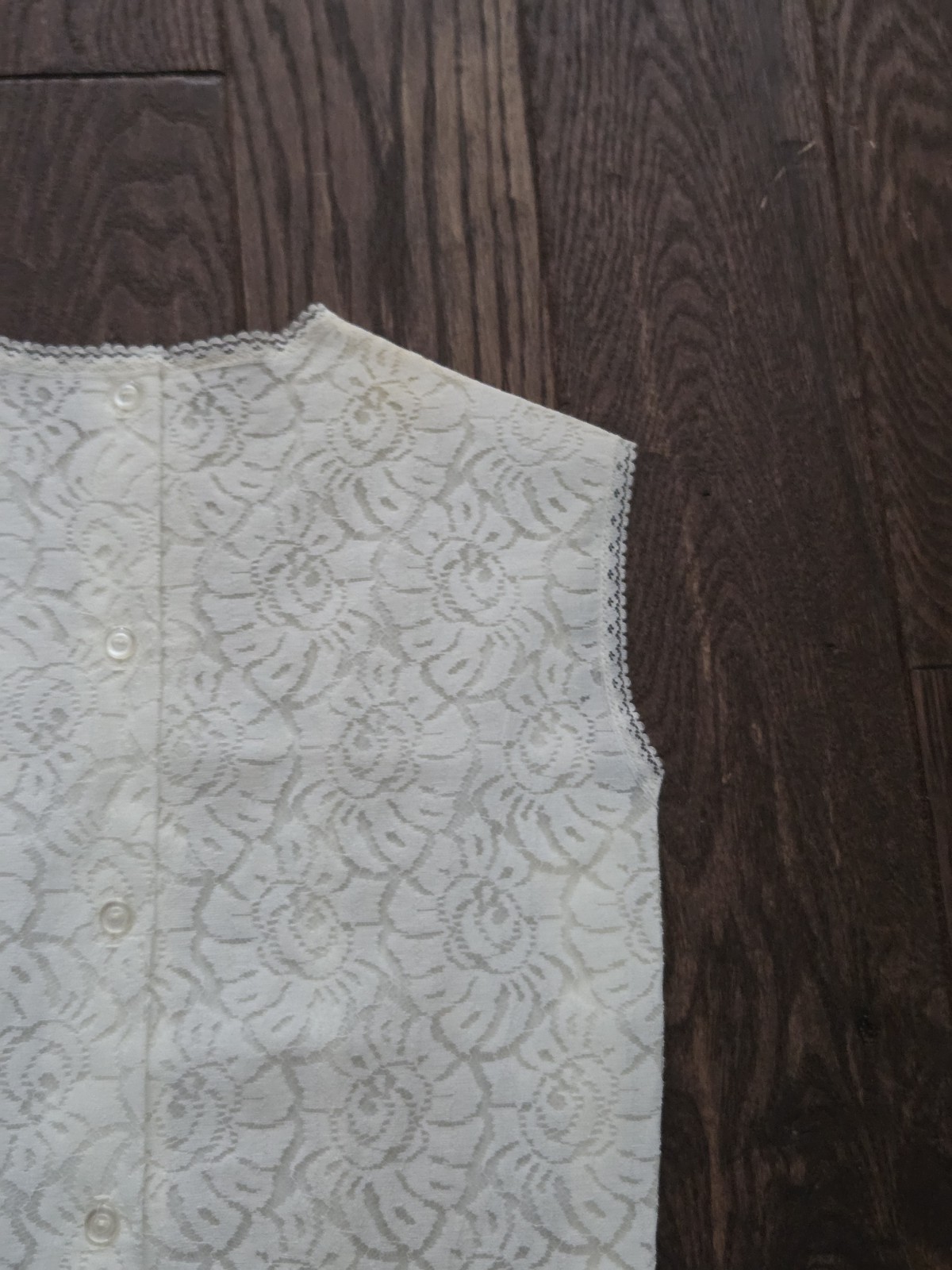 Vintage White Lace Sleeveless Blouse Handmade Sheer Floral Lace Shell Top Retro