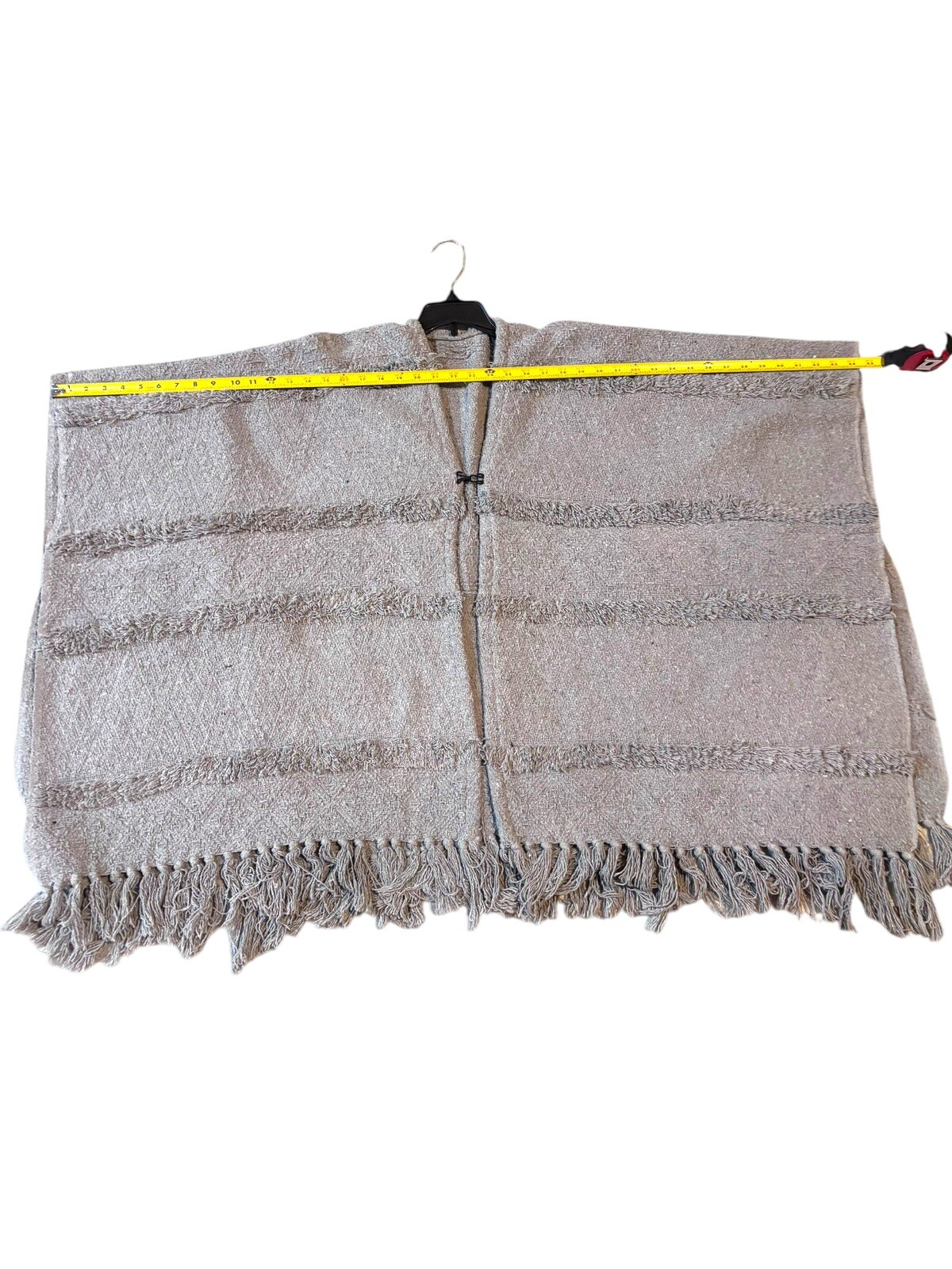 VTG Handmade Heavy Grey Poncho Unisex L Boho EUC