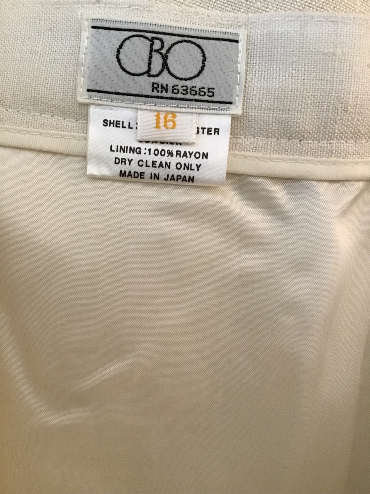 Vintage CBO women’s silk blend cream Lined Pleated Side Button skirt 16