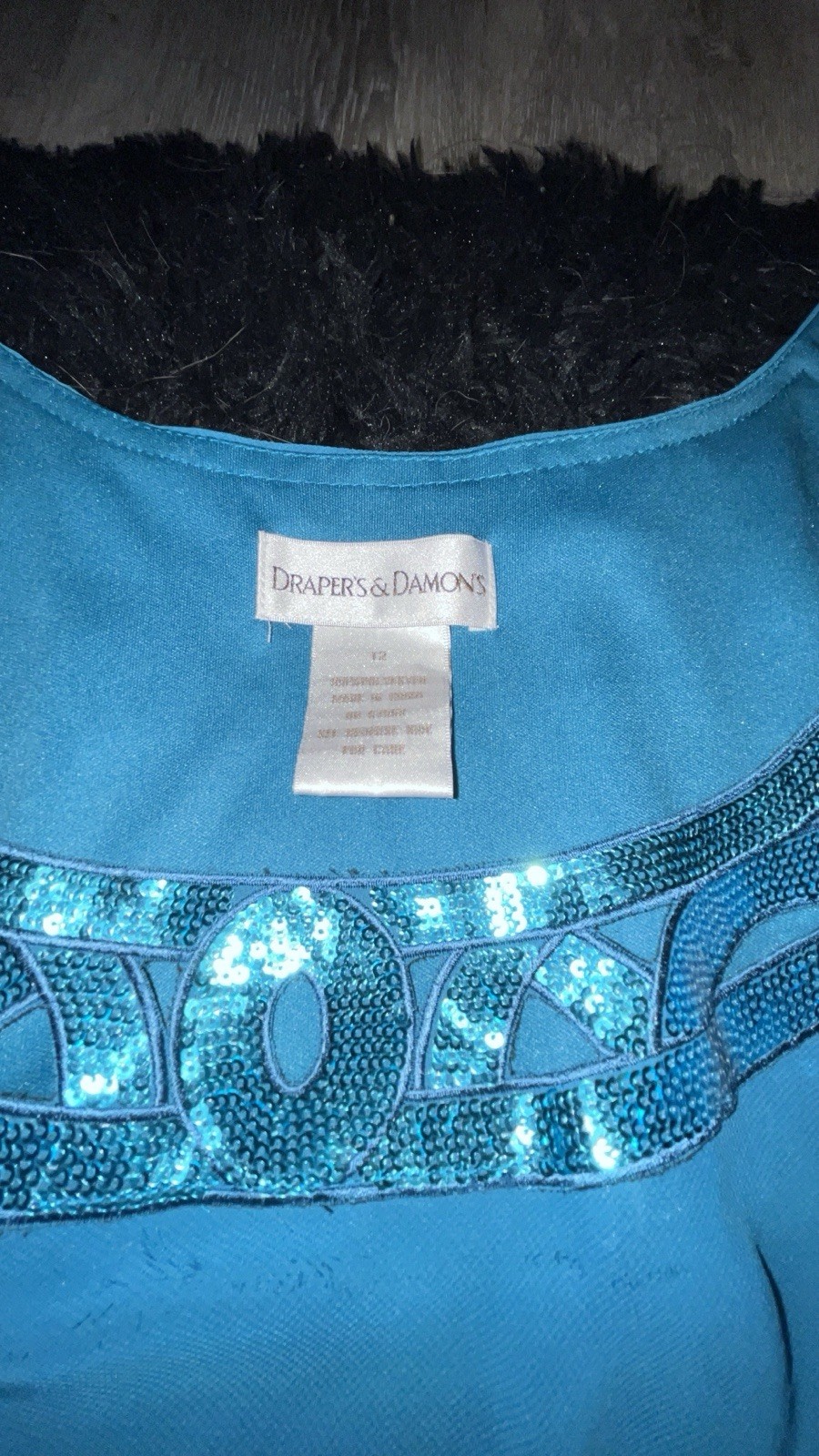Vintage Draper’s And Damon’s teal ruffle dress-Size 12