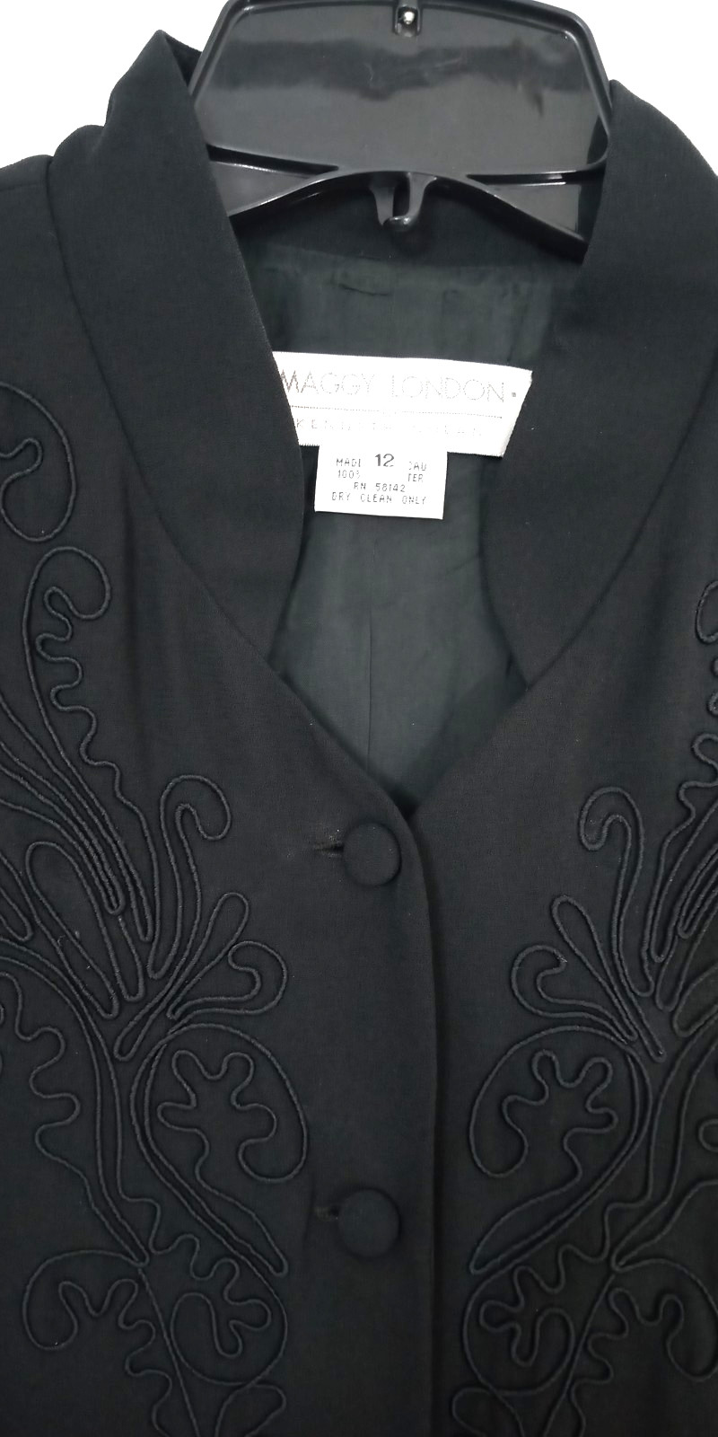 Vintage Maggie London Dress Women’s 12 Long Buttons Short Sleeve Tie 90s Y2K