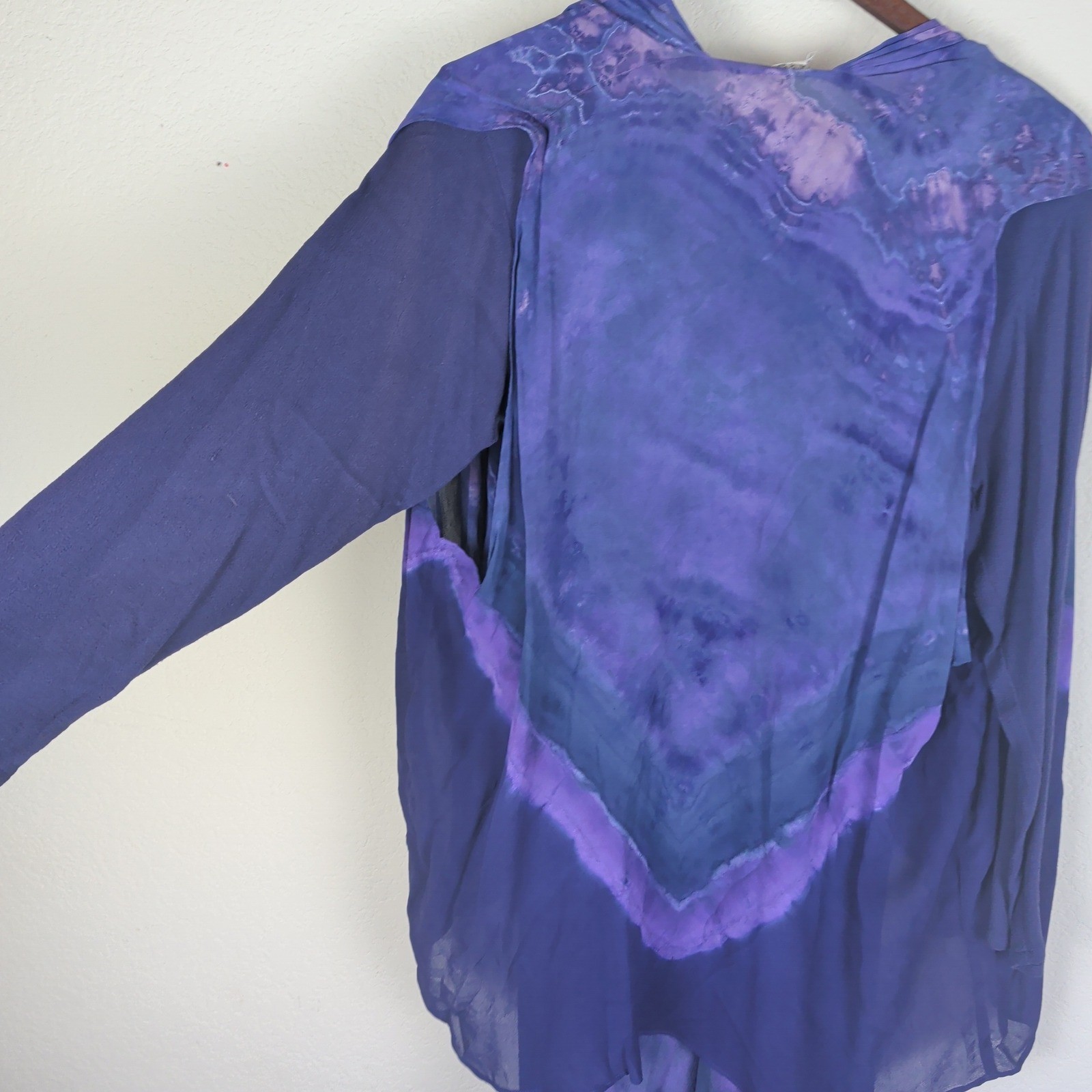 Carole Dolighan Vintage 90s 2pc Dress Set XS Purple Tie Dye Art To Wear Boho