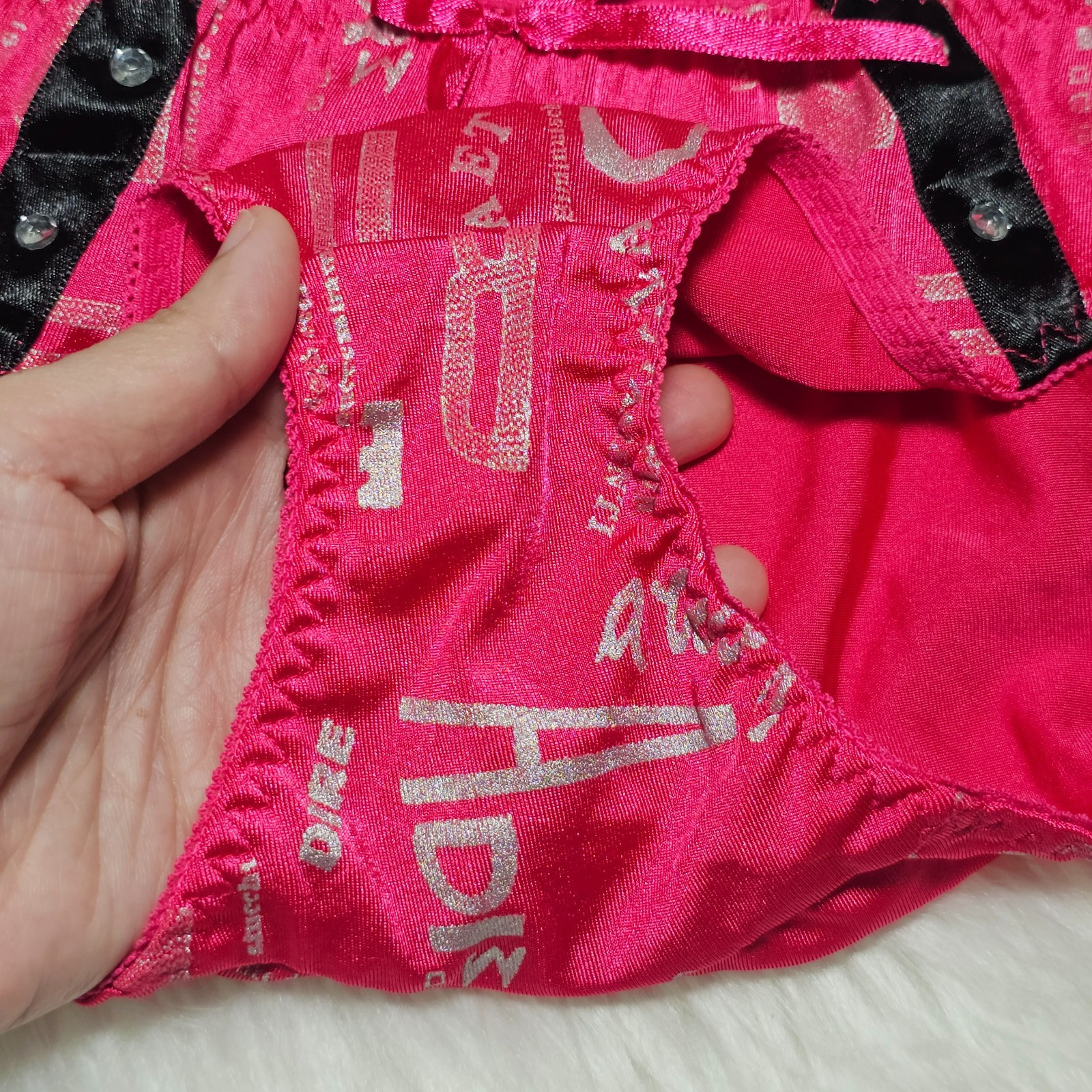 VTG Silky Panty Hot Pink Bikini Sissy Nylon Elastane Brief Size Small Hip 32-36″