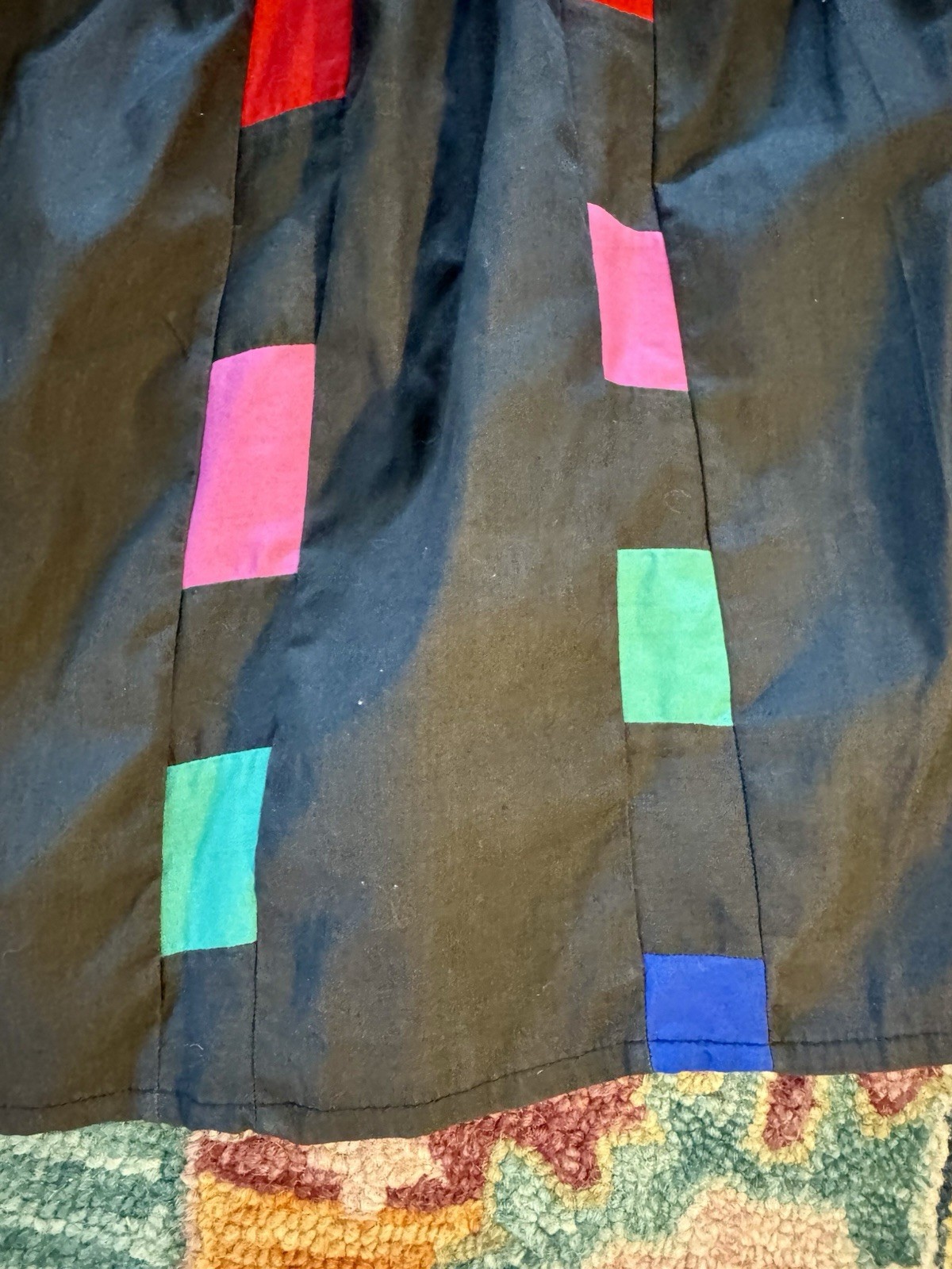 Vtg 80s Pegaso Quilted Patchwork Full Sweep Skirt Midi S/M Mexican Folk Art 90s
