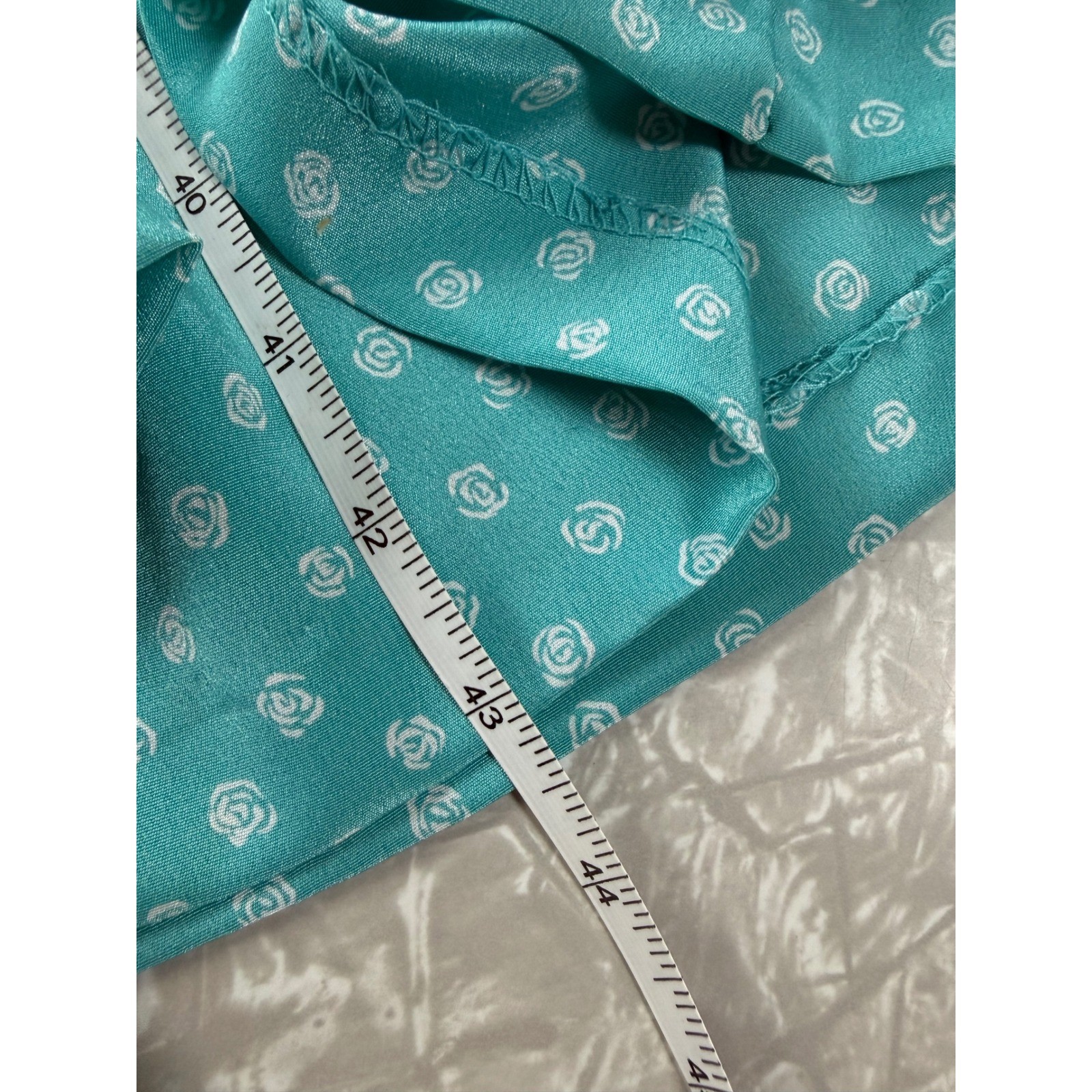Pellini Petites Von Bramlett Vintage 80s Teal Rose Floral Midi Dress 9/10 USA