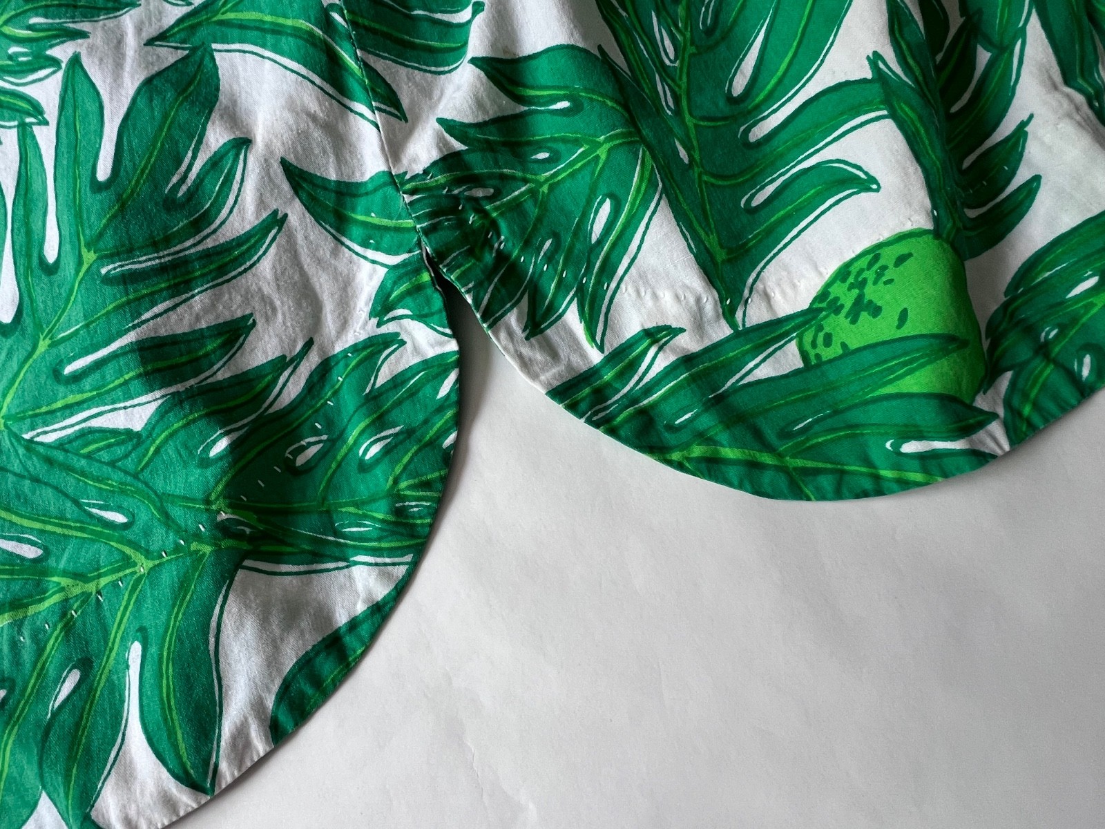 VTG 60’s Ruth Clarage Green Palm Leaves Lime Print Tunic Resort Sleeveless Top M
