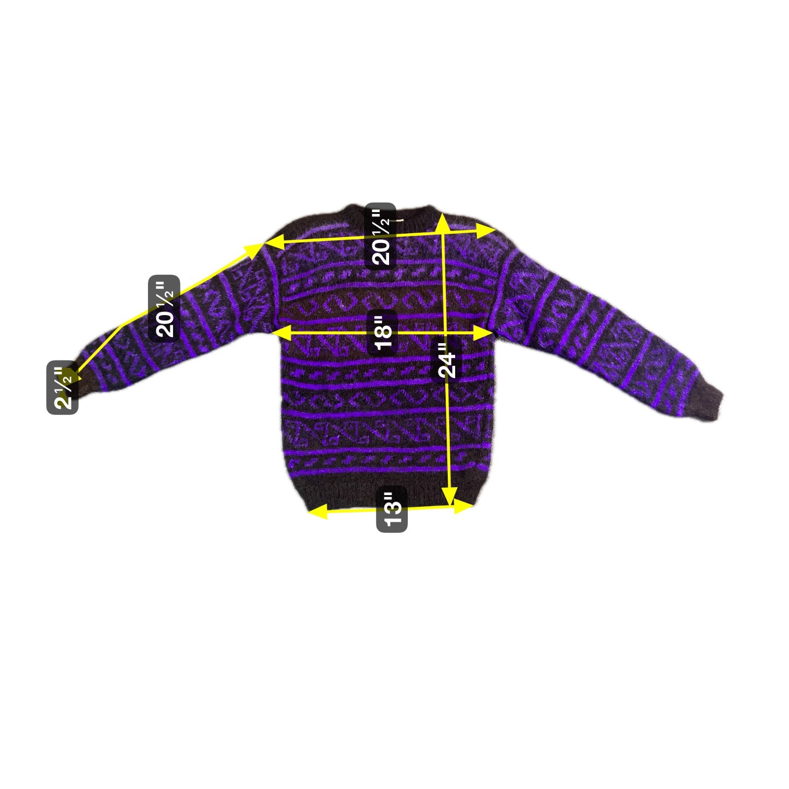 Vintage Andex Alpaca Sweater M Bolivia Handmade Geometric Knit Purple