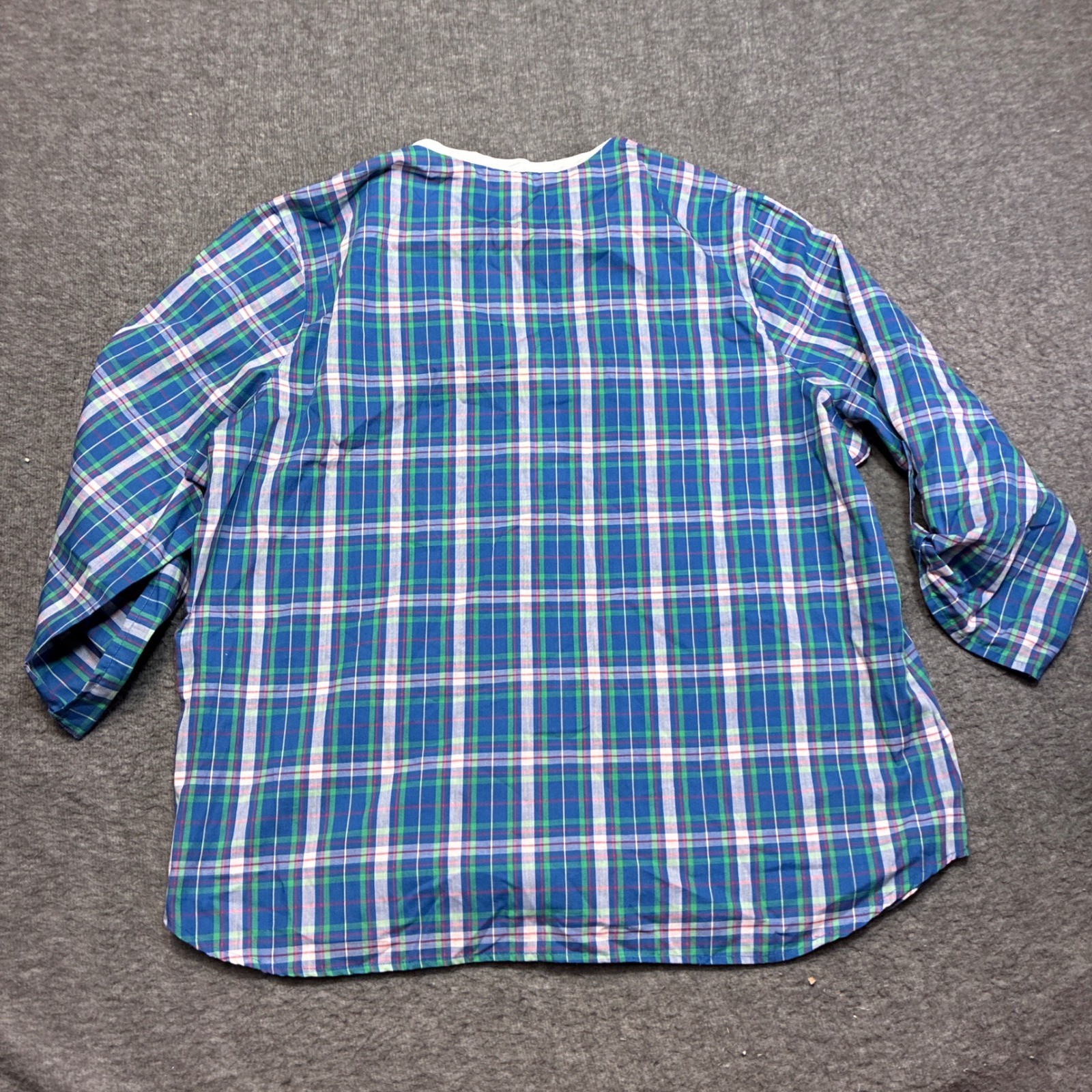 Vintage Levi Strauss & Co Plaid Blouse Women 44 Blue Green 3/4 Sleeve Large West