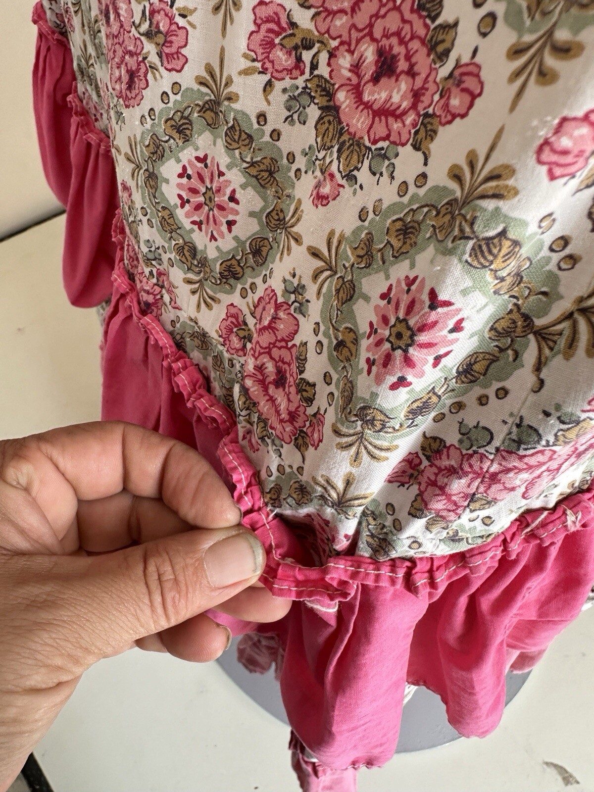 Vintage Theatrical Gown Dress-pink Floral Old World Victorian Style-prairie-M/L